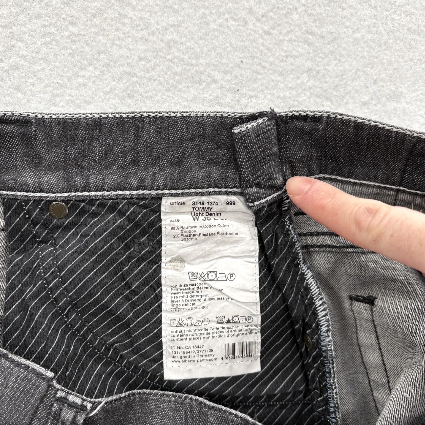 Vintage Alberto Tommy Comfort Straight Jeans Mens 32x34 Gray Charcoal Wash Denim Slip Zip 5-Pocket Modern Stretch Size US 32 / EU 48 - 6 Thumbnail