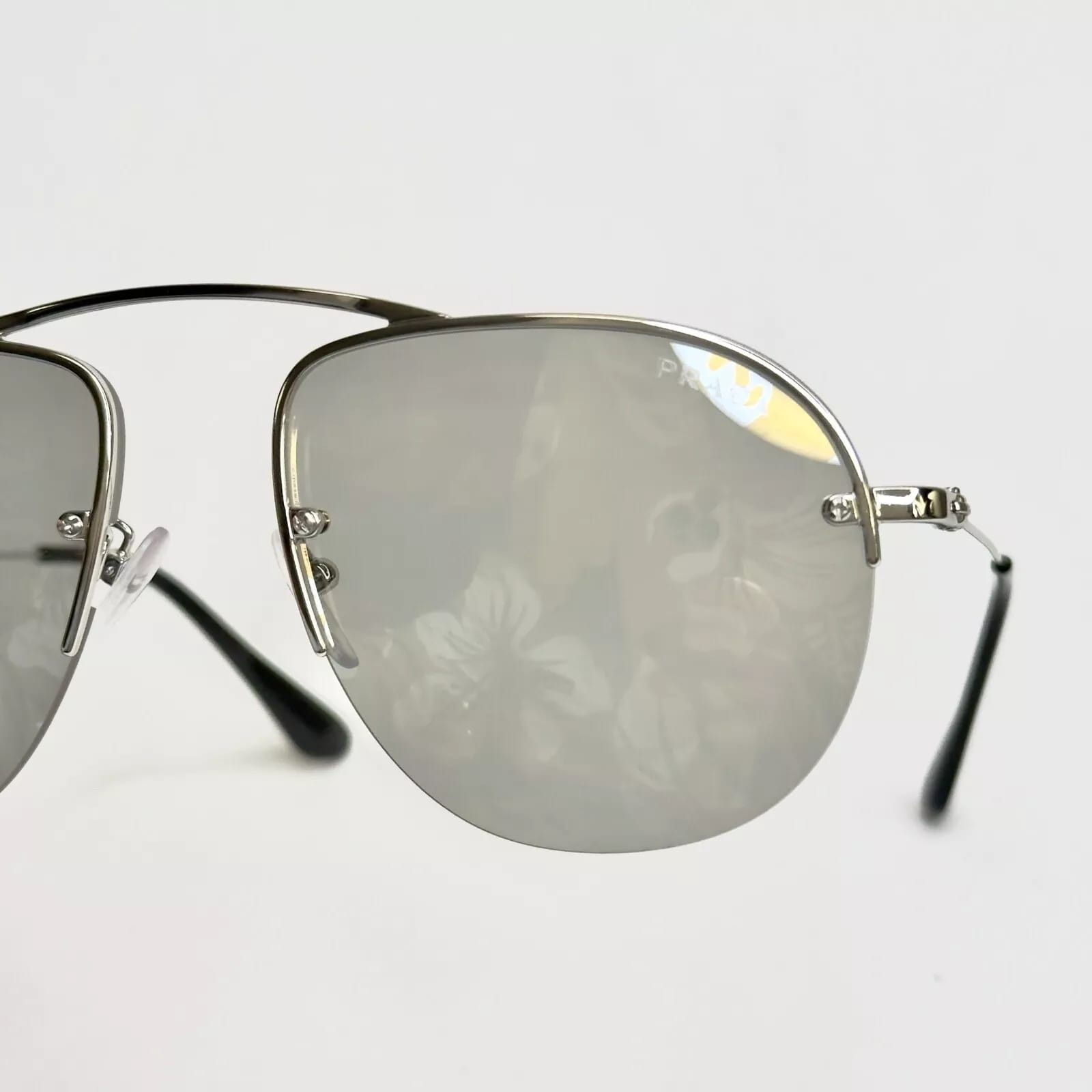 Prada PRADA TEDDY 58O PR58OS Aviator Silver Mirror Sunglasses Size ONE SIZE - 10 Thumbnail