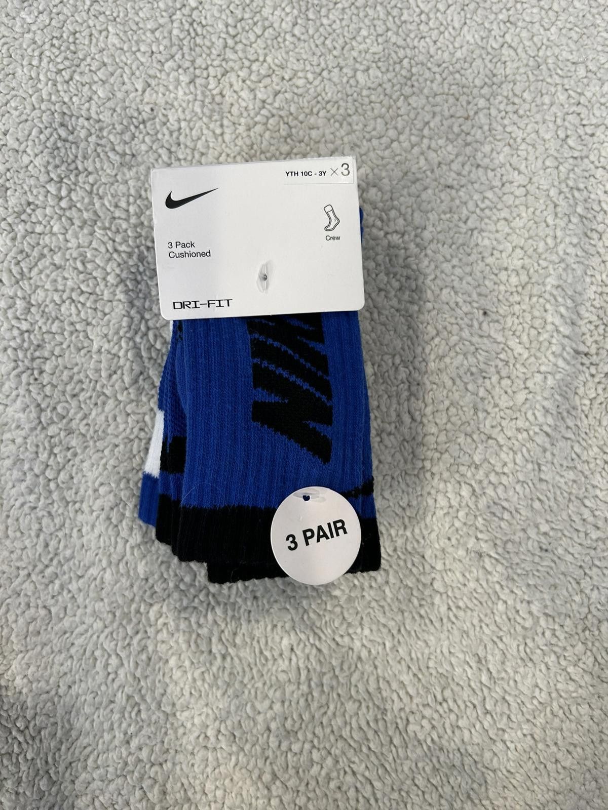 Nike Nike Youth 3-Pack Cushioned Crew Socks Size ONE SIZE - 1 Thumbnail