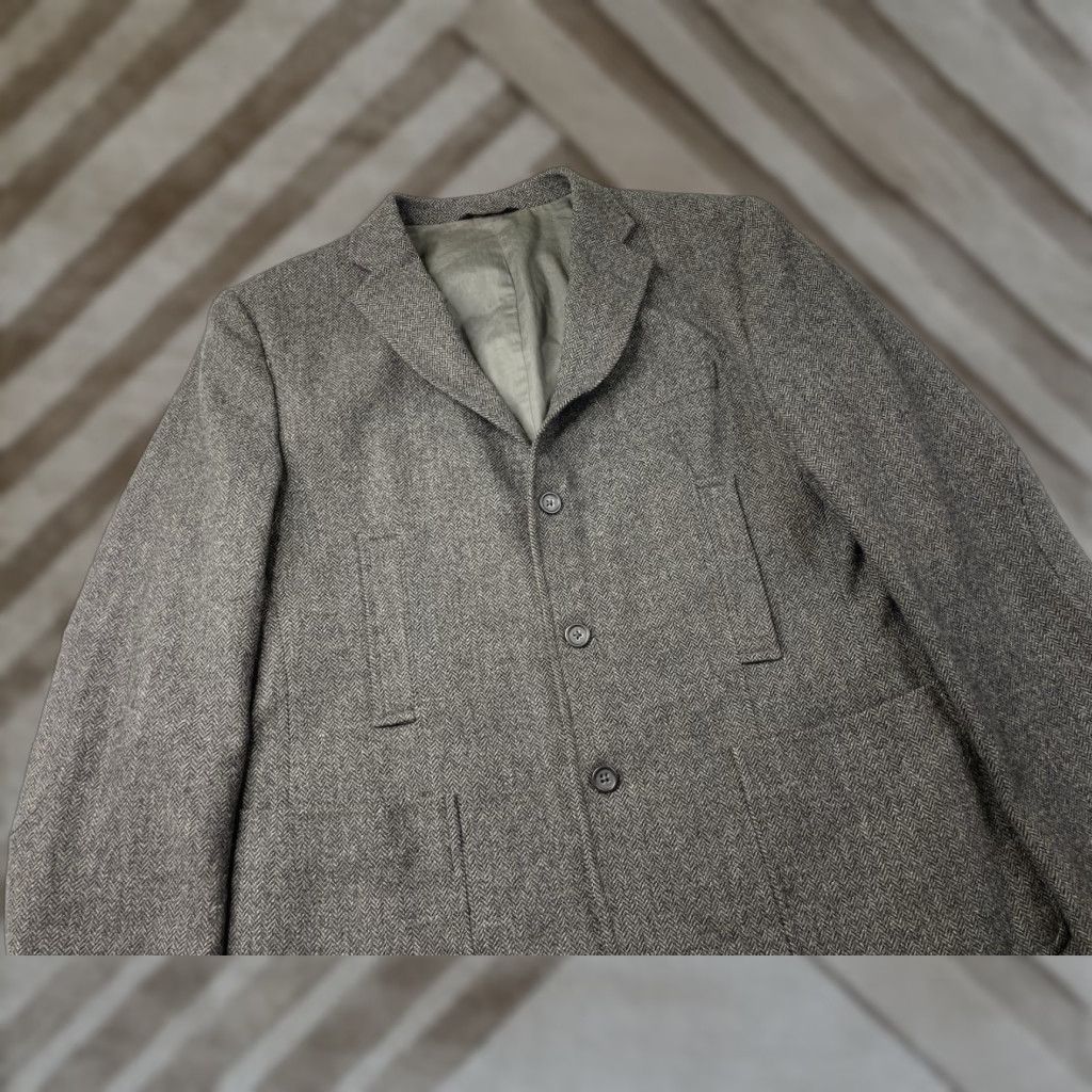 Brooks Brothers Brooks Brothers Blazer Mens Single-Breasted Notch Lapel Herringbone Tweed Wool Gray 44 Regular Long 3-Button Front Size 44R - 1 Thumbnail
