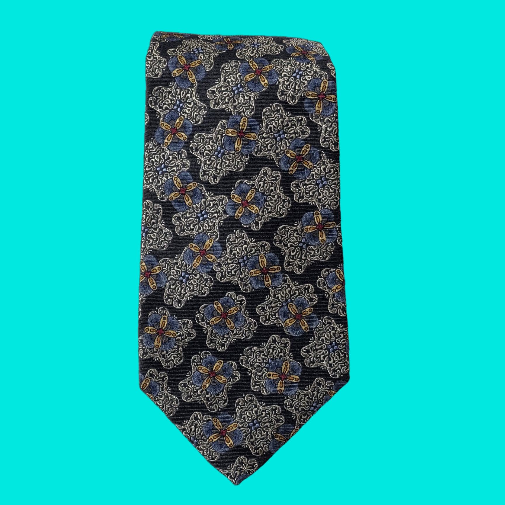 Robert Talbott Robert Talbott Necktie Geometric Blue 100% Silk Designer Best of Class USA Tie Men 56" x 3.75" Classical Ribbed Abstract Preppy Colorful Dad Mens Size ONE SIZE - 1 Thumbnail