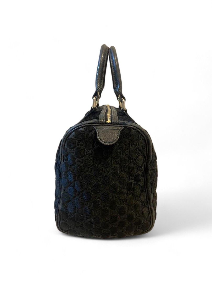 Gucci Gucci - Monogram Boston Bag Mini Trotter Shima Black Fur Size ONE SIZE - 3 Thumbnail