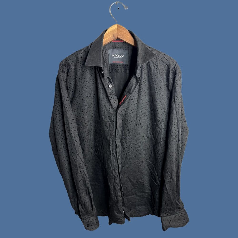 Maceoo Maceoo Shirt Mens M Black Italian Jacquard Long Sleeve Button Front Textured Size US M / EU 48-50 / 2 - 1 Thumbnail