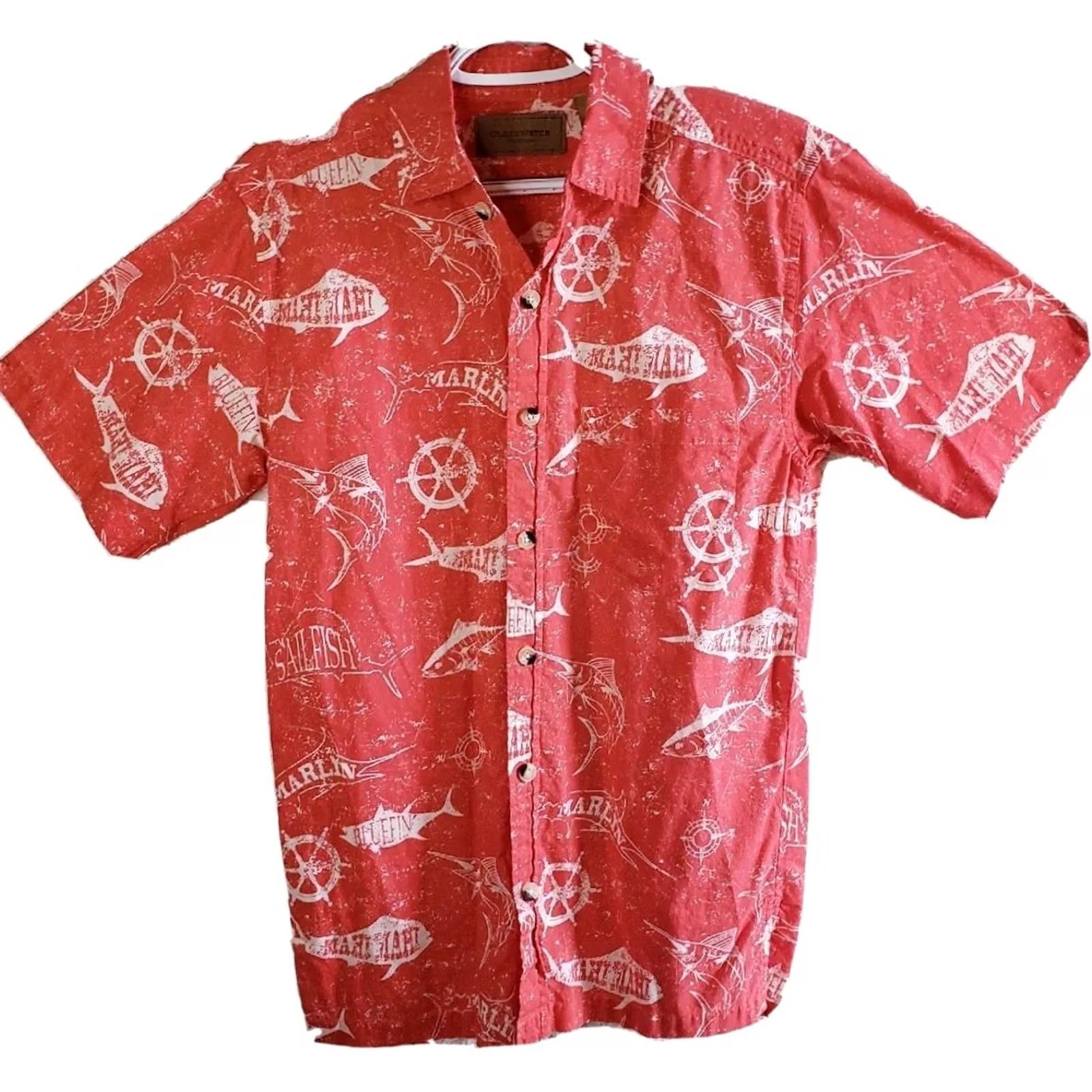 Vintage ClearWater Outfitters Men Shirt Red Short Sleeve Button-Up Fish Print Hawaiian Pattern Pocket Casual Travel New Size US S / EU 44-46 / 1 - 2 Thumbnail