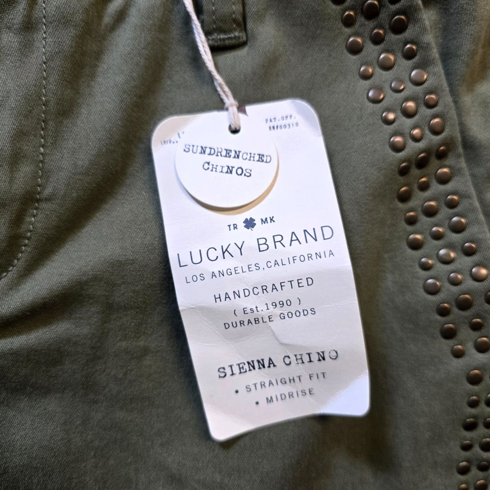 Lucky Brand Lucky Brand Pants Womens 00 Green Sienna Chino Studded Skinny Taper Casual Pants Size 24" / US 00 / IT 34 - 4 Thumbnail
