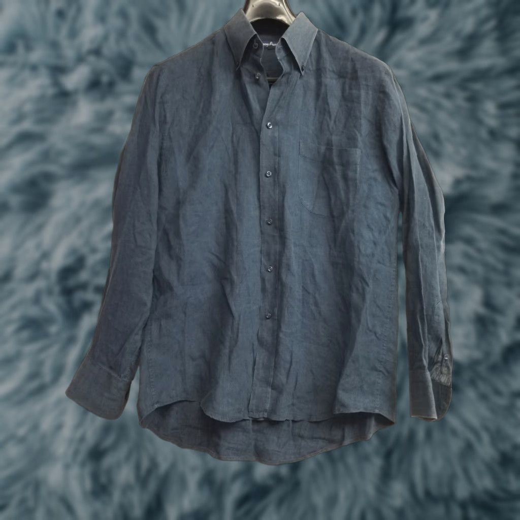 Vintage Asole & Bottoni Shirt Button-Front Linen Blue 15 3/4 40 Men Long Sleeve Collar Blue Shirt Mens Regular Size US M / EU 48-50 / 2 - 1 Thumbnail