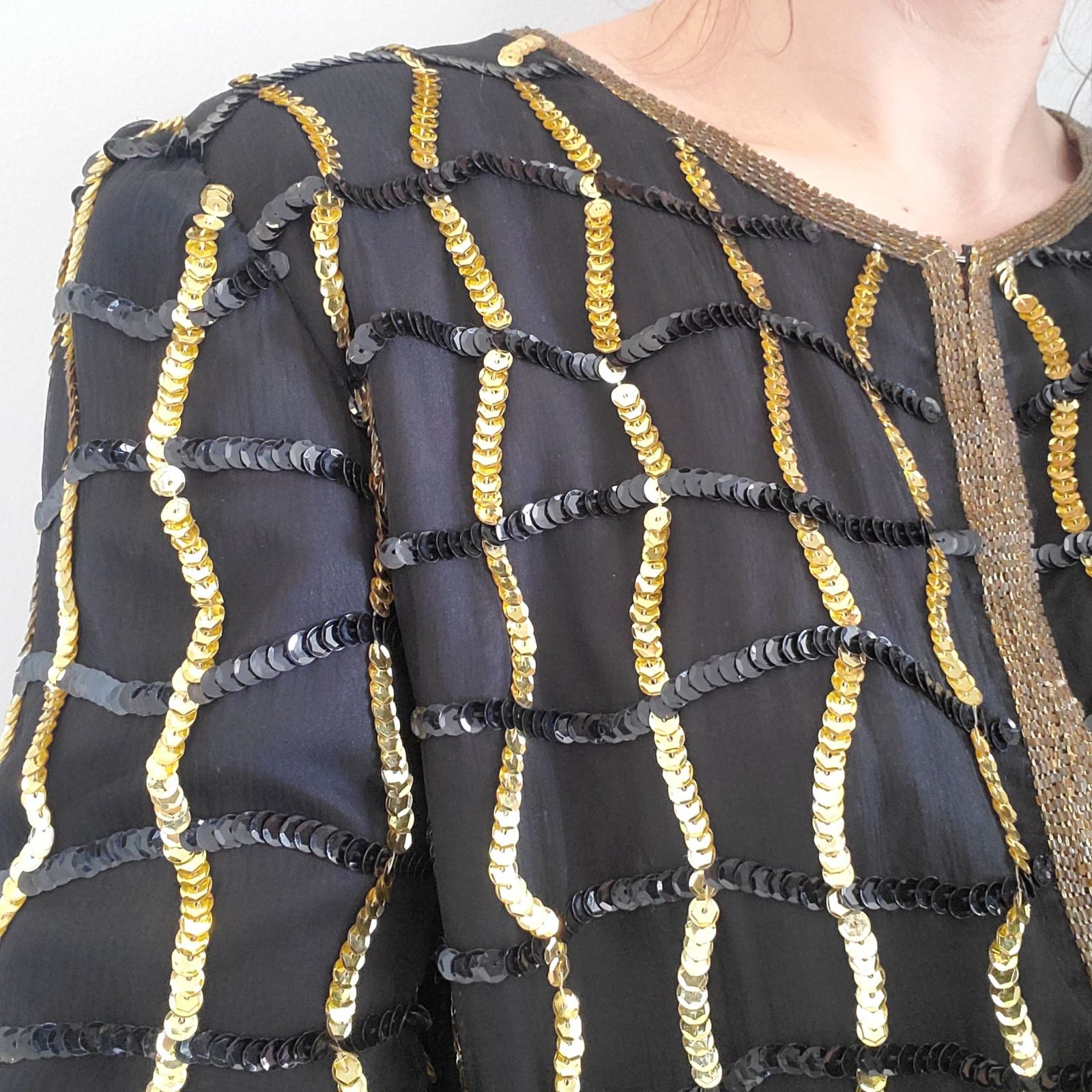 Other Vintage Sheer Silk Sequin Jacket Gold and Black S Size S / US 4 / IT 40 - 7 Thumbnail