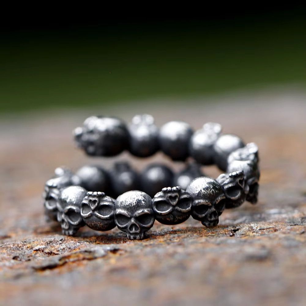 Jewelry Vintage Gothic Steel Skull Rings Size ONE SIZE - 2 Thumbnail