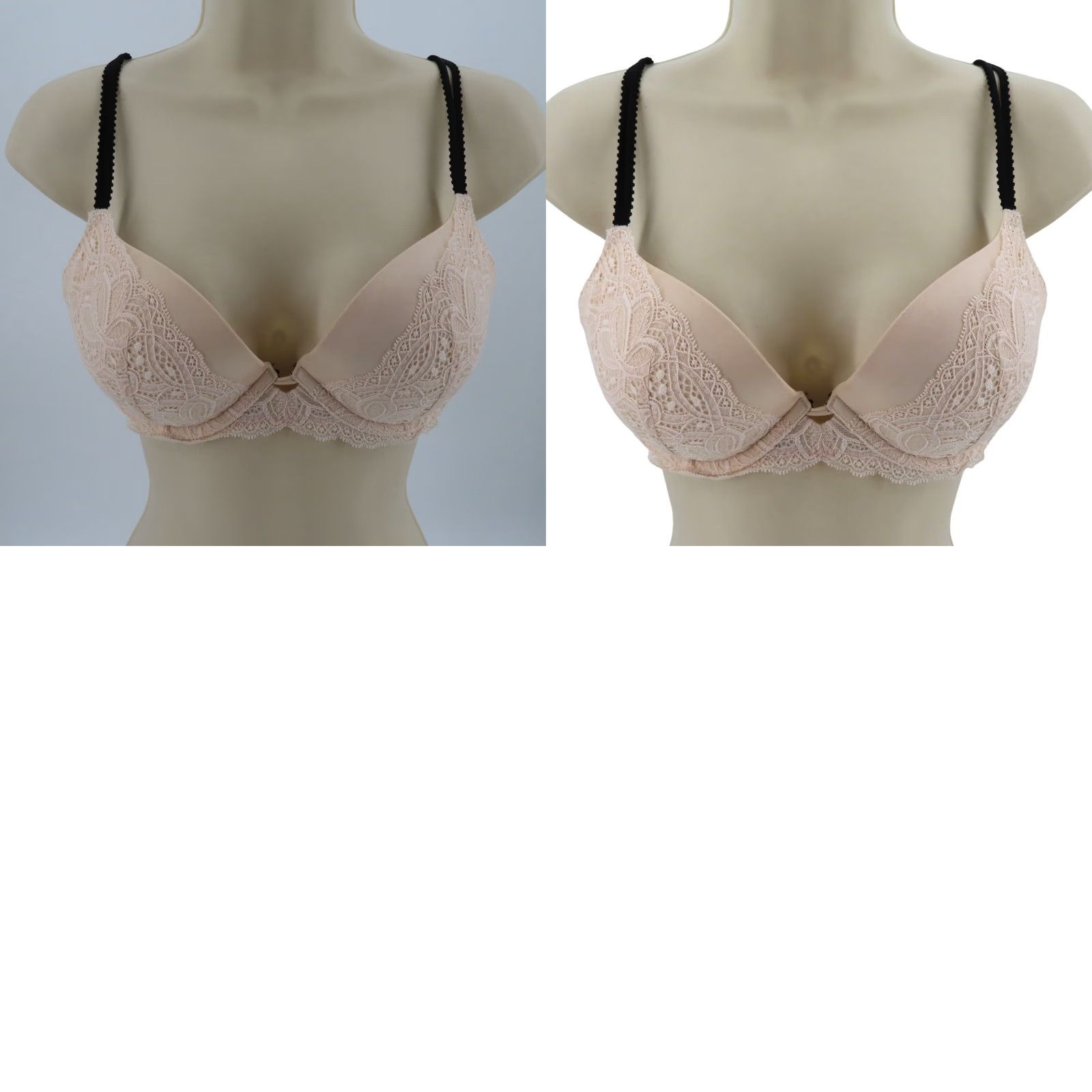 Victoria's Secret Victorias Secret 32D Very Sexy Push Up Bra Cream Lace Black Padded Underwire Size ONE SIZE - 10 Thumbnail
