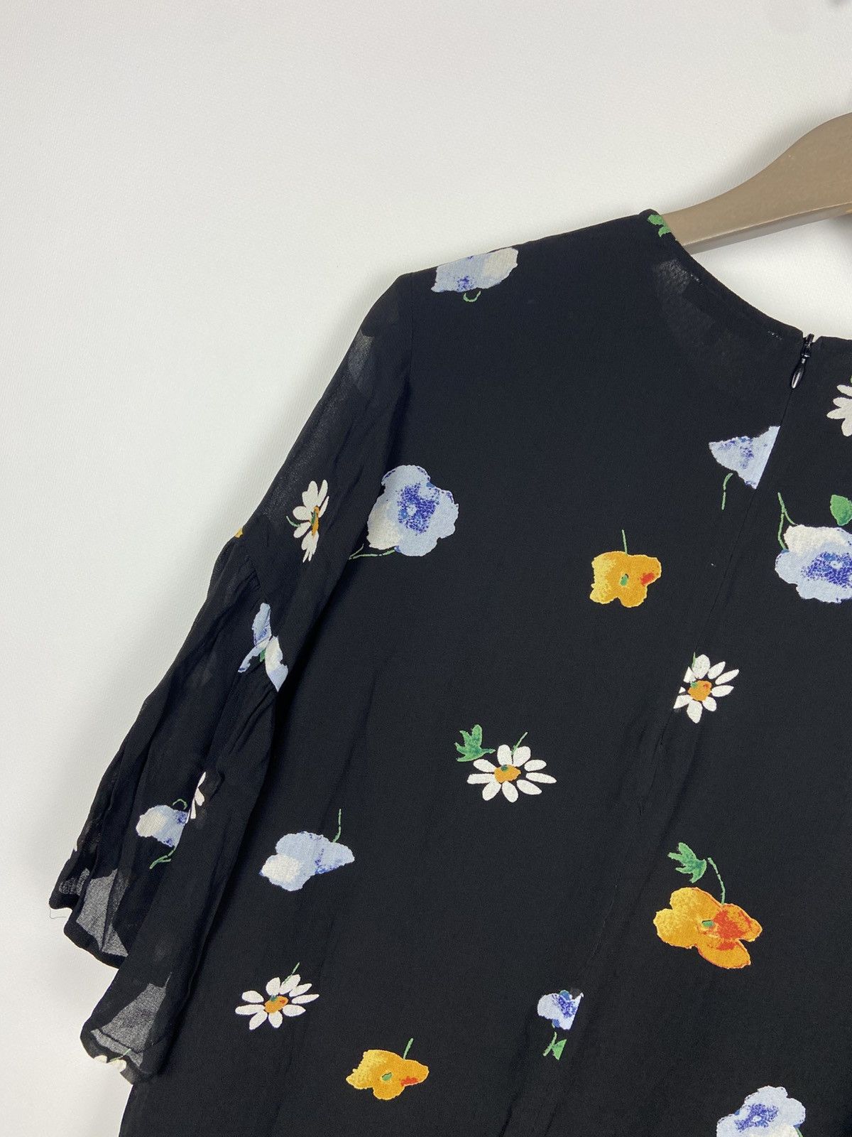 Designer × Ganni Ganni Dainty Georgette Floral Black Mini Dress Sz 36 Size XS / US 0-2 / IT 36-38 - 11 Thumbnail