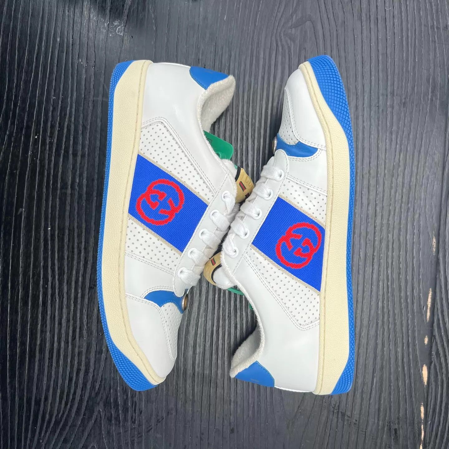Gucci Gucci Distressed Sneakers Women's 6 White Blue 99 New Size US 6 / IT 36 - 2 Thumbnail