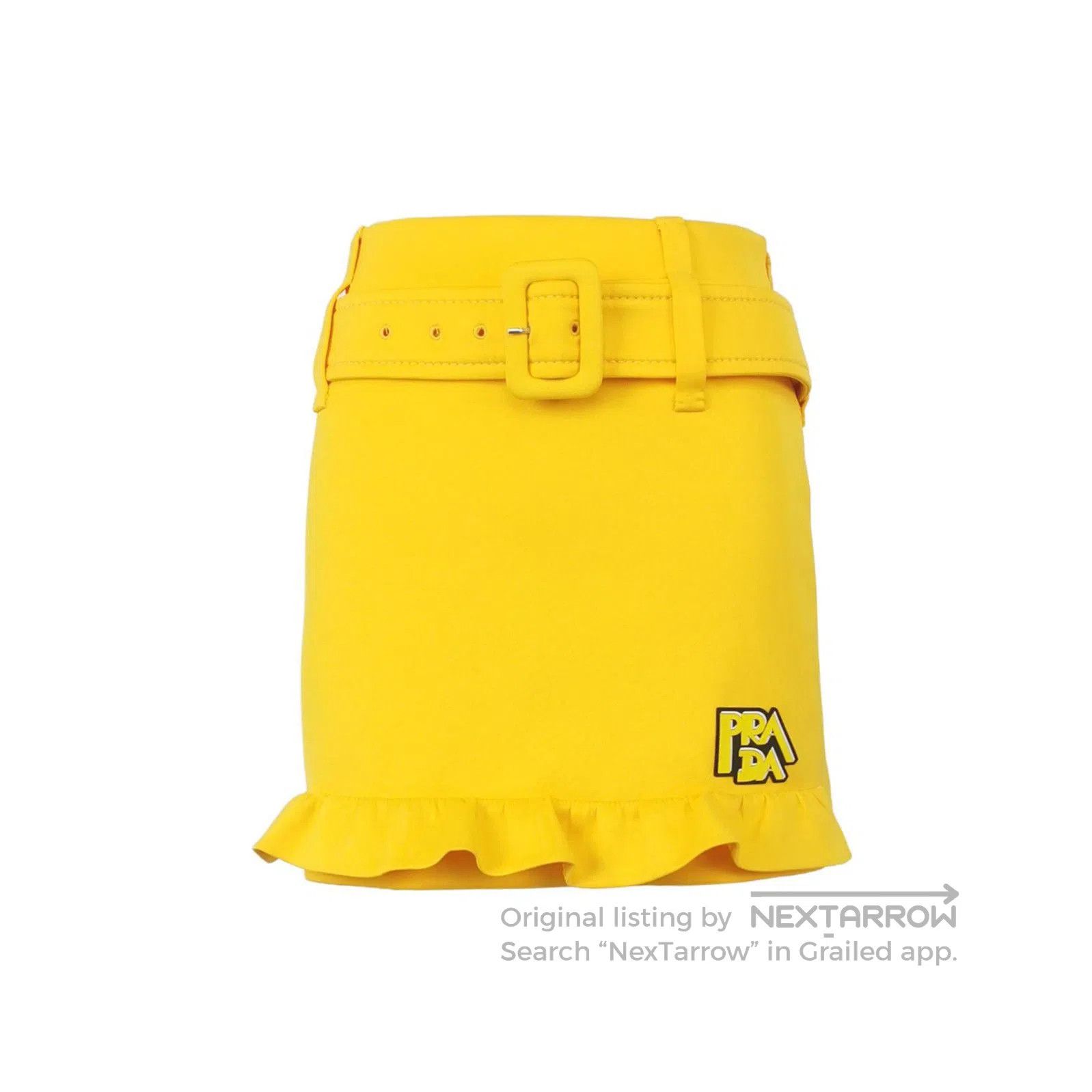 Other Prada Logo Belted Mini Skirt in Bright Yellow . Size 35" - 1 Thumbnail