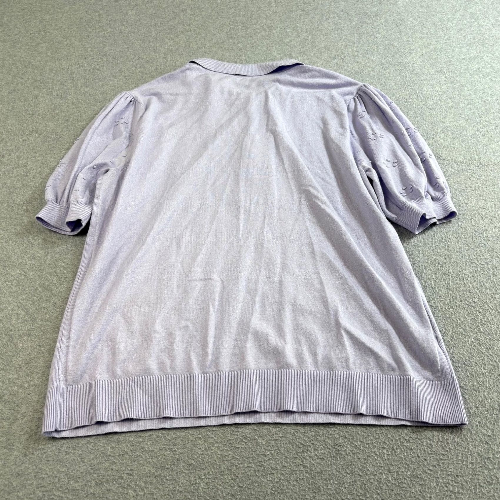 Loft LOFT Sweater Womens XL Lavender Short Sleeve Knit Polo Textured Preppy Classic Size XL / US 12-14 / IT 48-50 - 2 Thumbnail