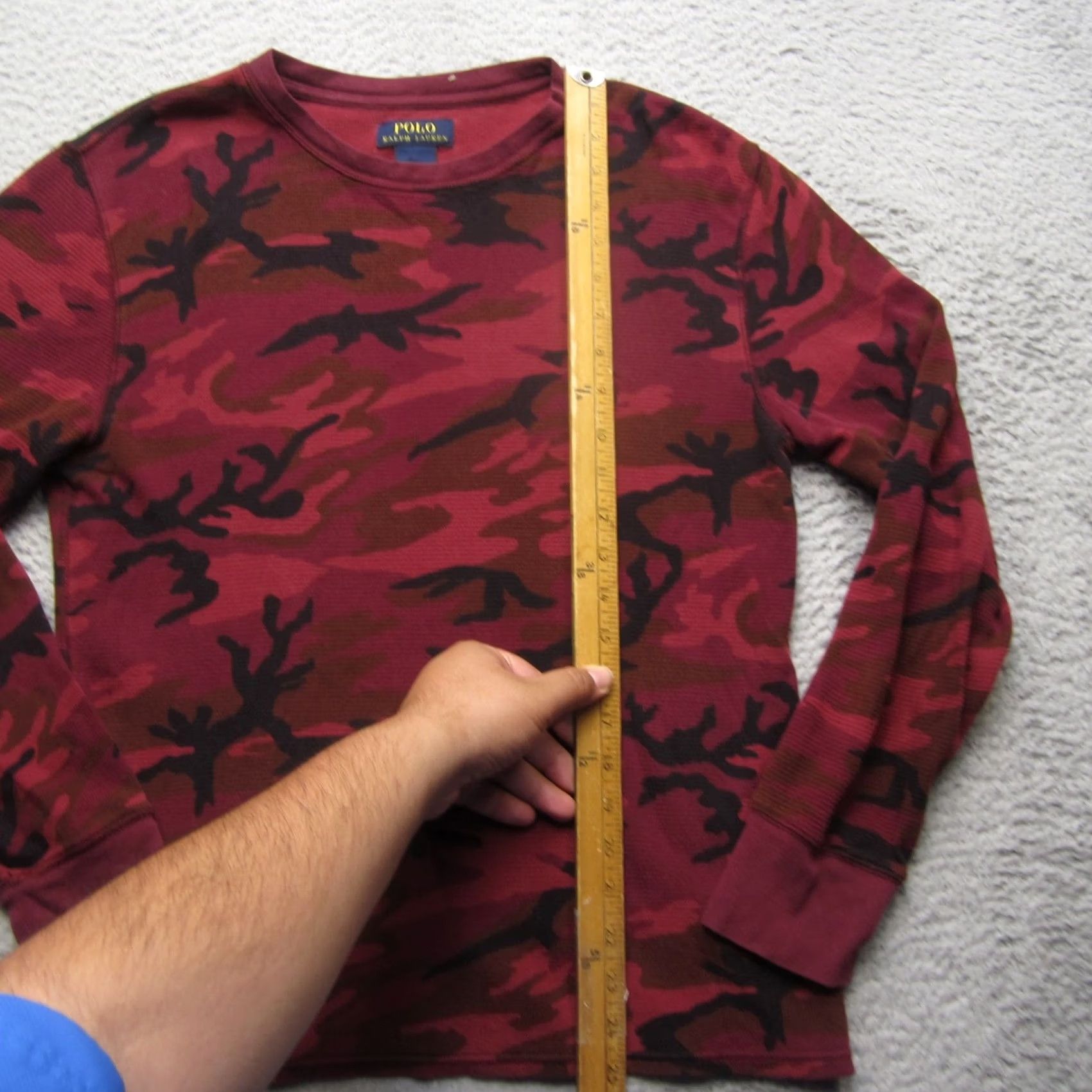 Polo Ralph Lauren Polo Ralph Lauren Sweater Mens Medium Red Black Camo Thermal Crewneck Pullover Size US M / EU 48-50 / 2 - 5 Thumbnail