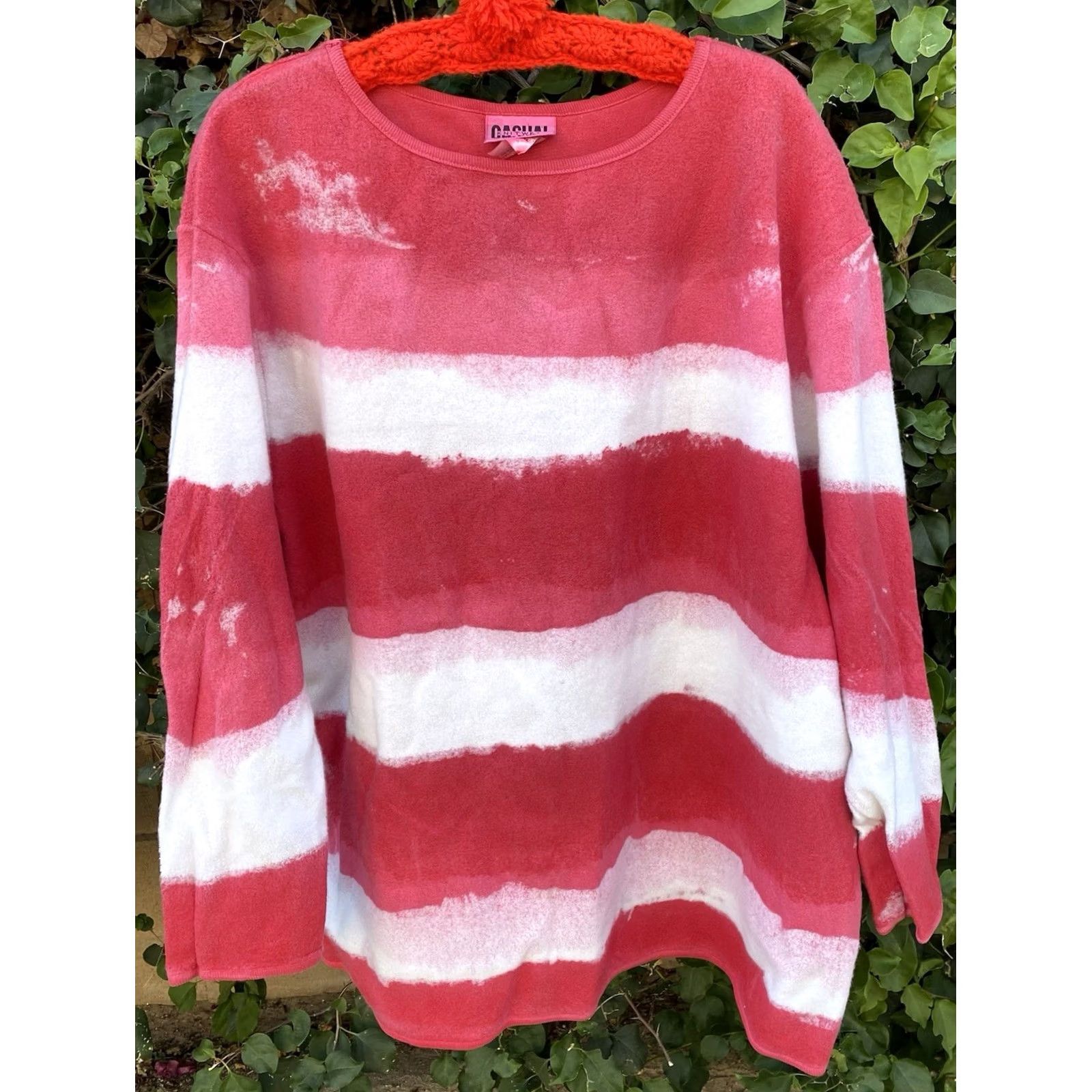 Pinko VINTAGE Casual Knitwear By Dobie Pink Striped Boxy 1X T-Shirt Women Size XL / US 12-14 / IT 48-50 - 4 Thumbnail
