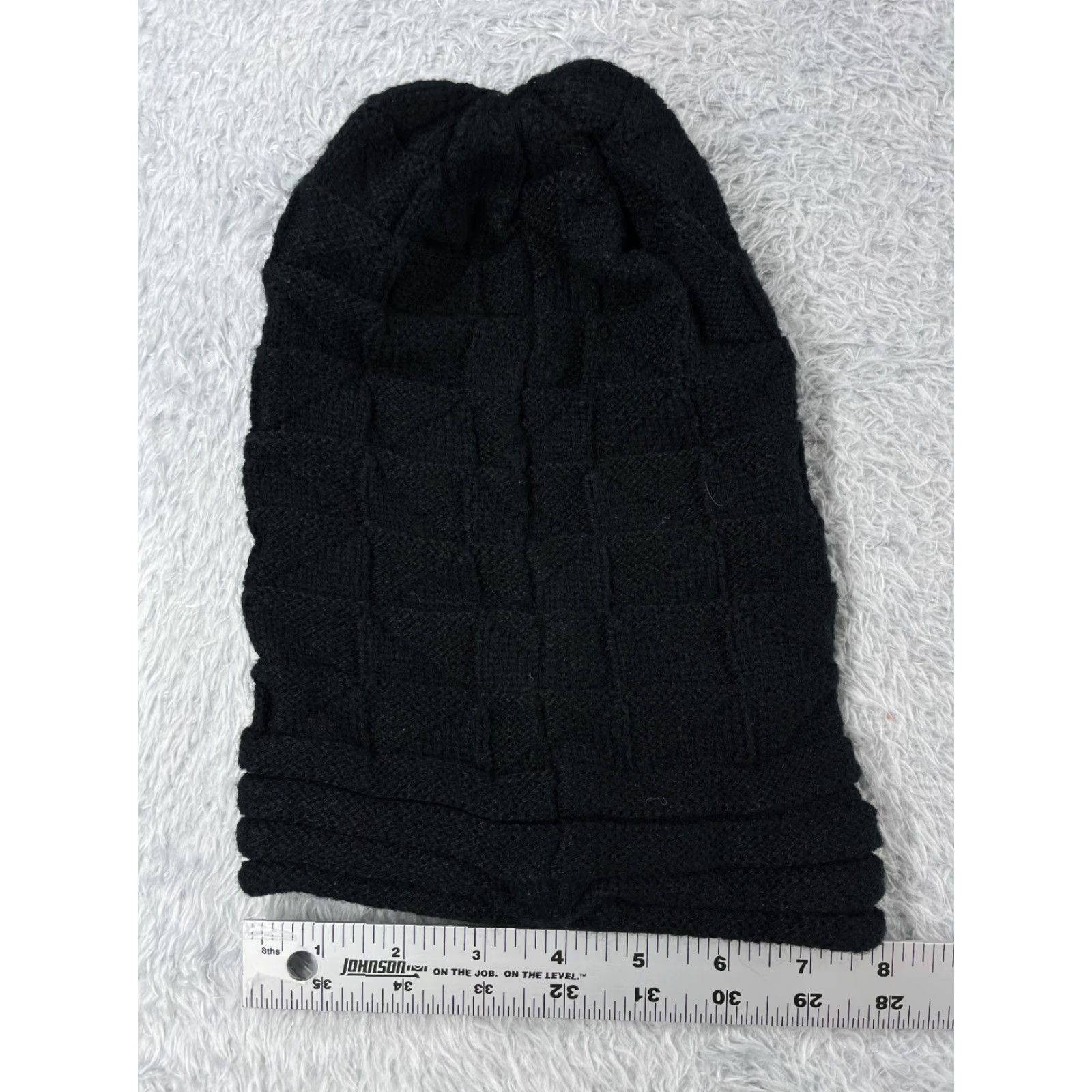 Vintage 100% Acrylic Beanie Womens One Size Black Slouch Knit Stretch Snow Ski Toque Size ONE SIZE - 3 Thumbnail