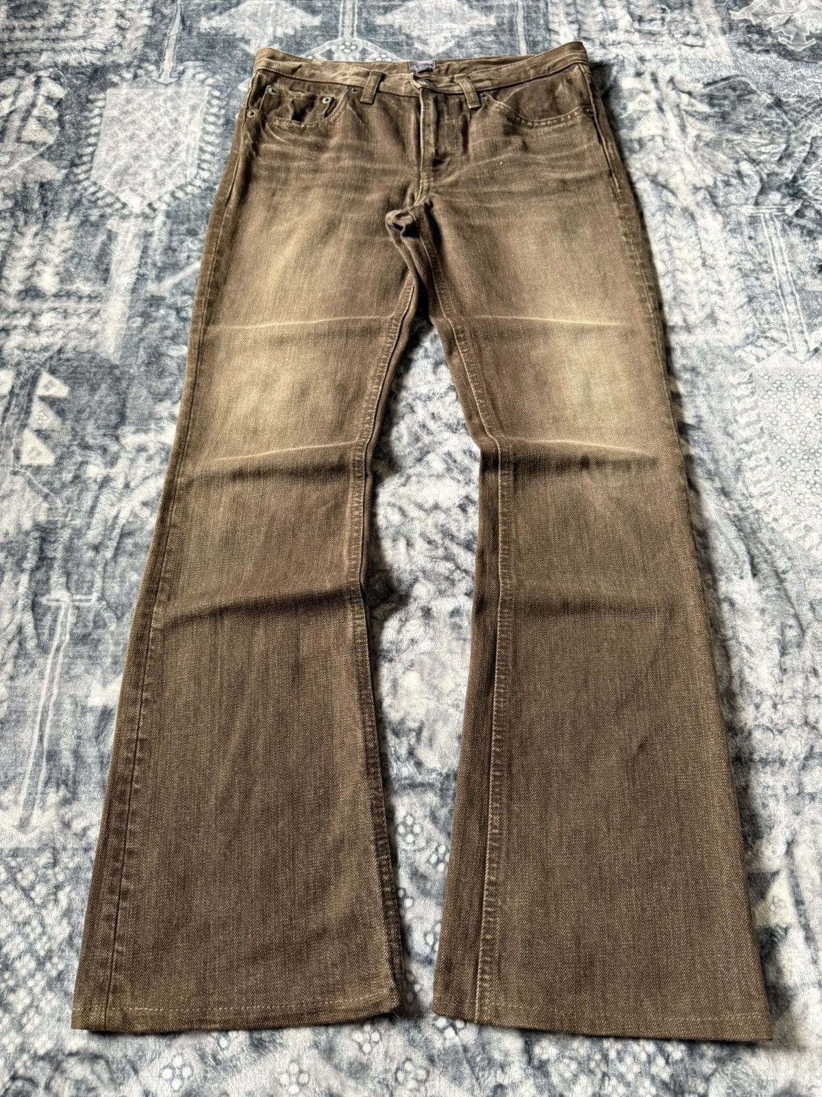 GOSTAR DE FUGA DMG Japan Flared Bootcut Faded Brown Denim Pants Size US 27 - 1 Thumbnail