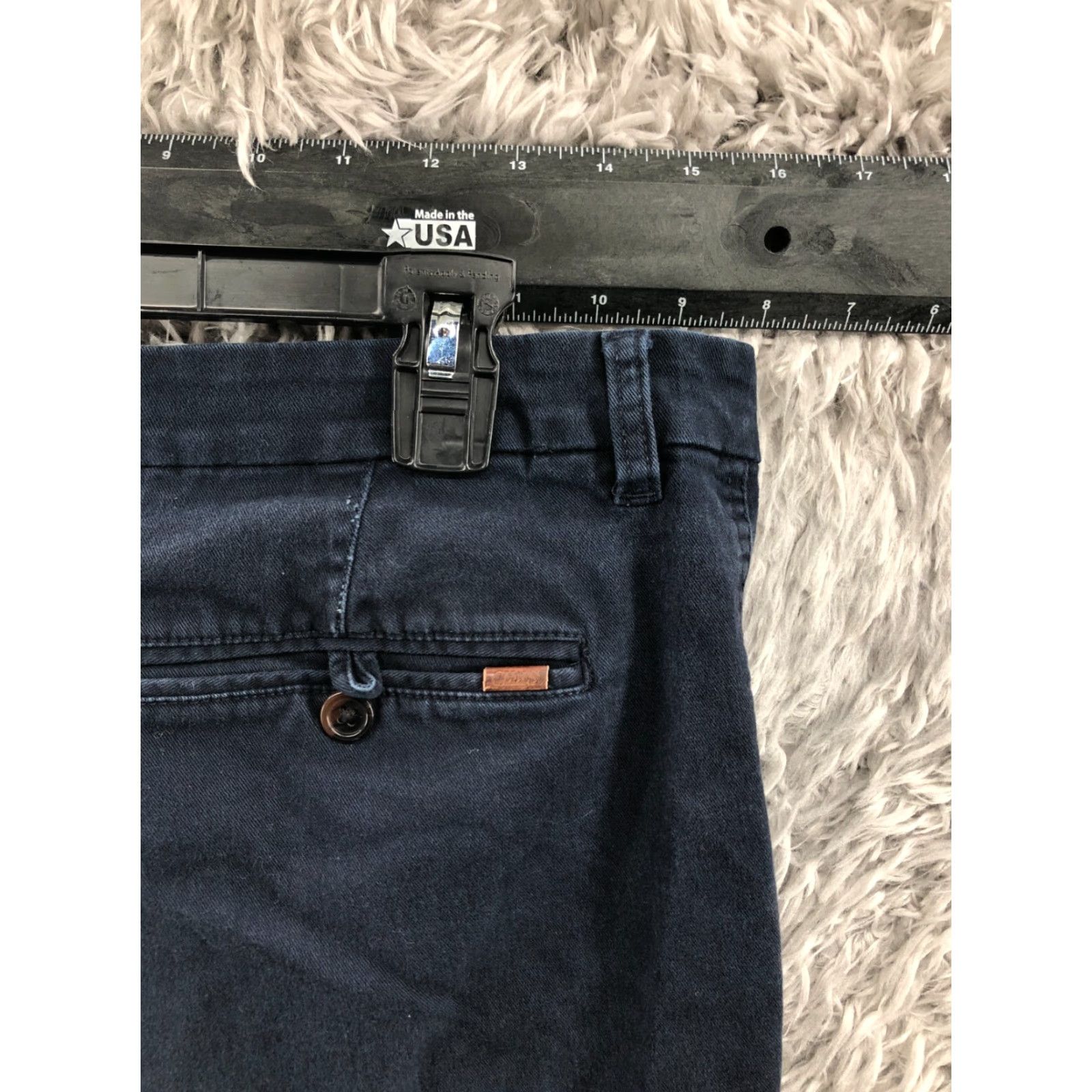 Chaps Chaps Chino Shorts Mens 38 Mid Rise Dark Blue Wash Knit Cotton Blend Belt Loops 5-Pocket Regular Inseam 9 in Flat Front Size US 38 / EU 54 - 5 Thumbnail