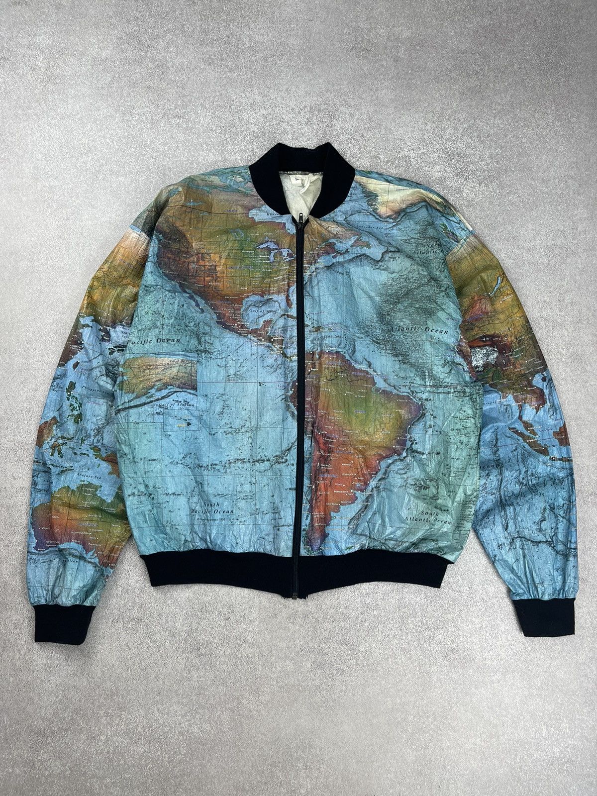 Vintage Vintage1998 World Map All Over Print Jacket Kurt Cobain Size US XL / EU 56 / 4 - 1 Thumbnail