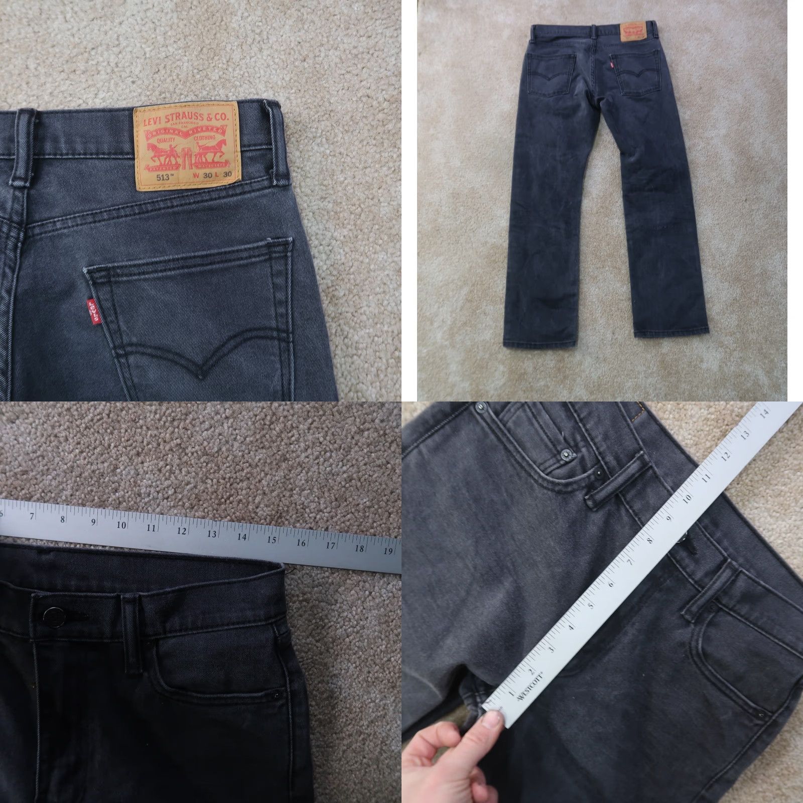 Levi's Levi's 513 Slim Straight Leg Jeans Men's 30x30 Gray Denim Pants Stretch 5-Pocket Design Regular Fit Size US 30 / EU 46 - 8 Thumbnail