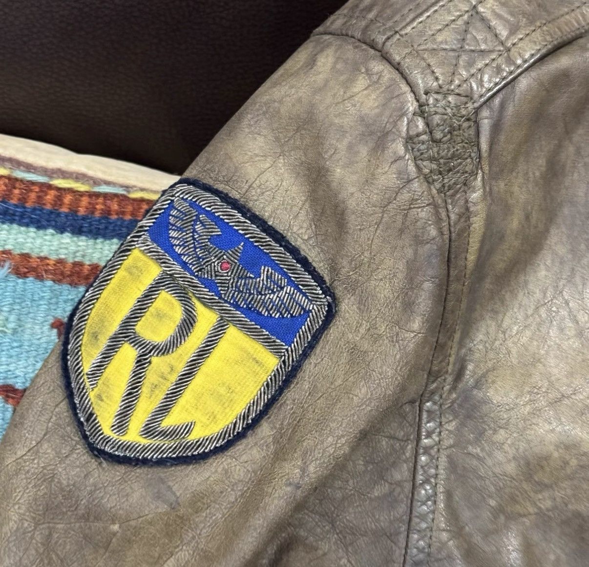 Polo Ralph Lauren Ralph Lauren RL Polo Back Print A2 Flight Leather Jacket K22 Size US L / EU 52-54 / 3 - 6 Thumbnail