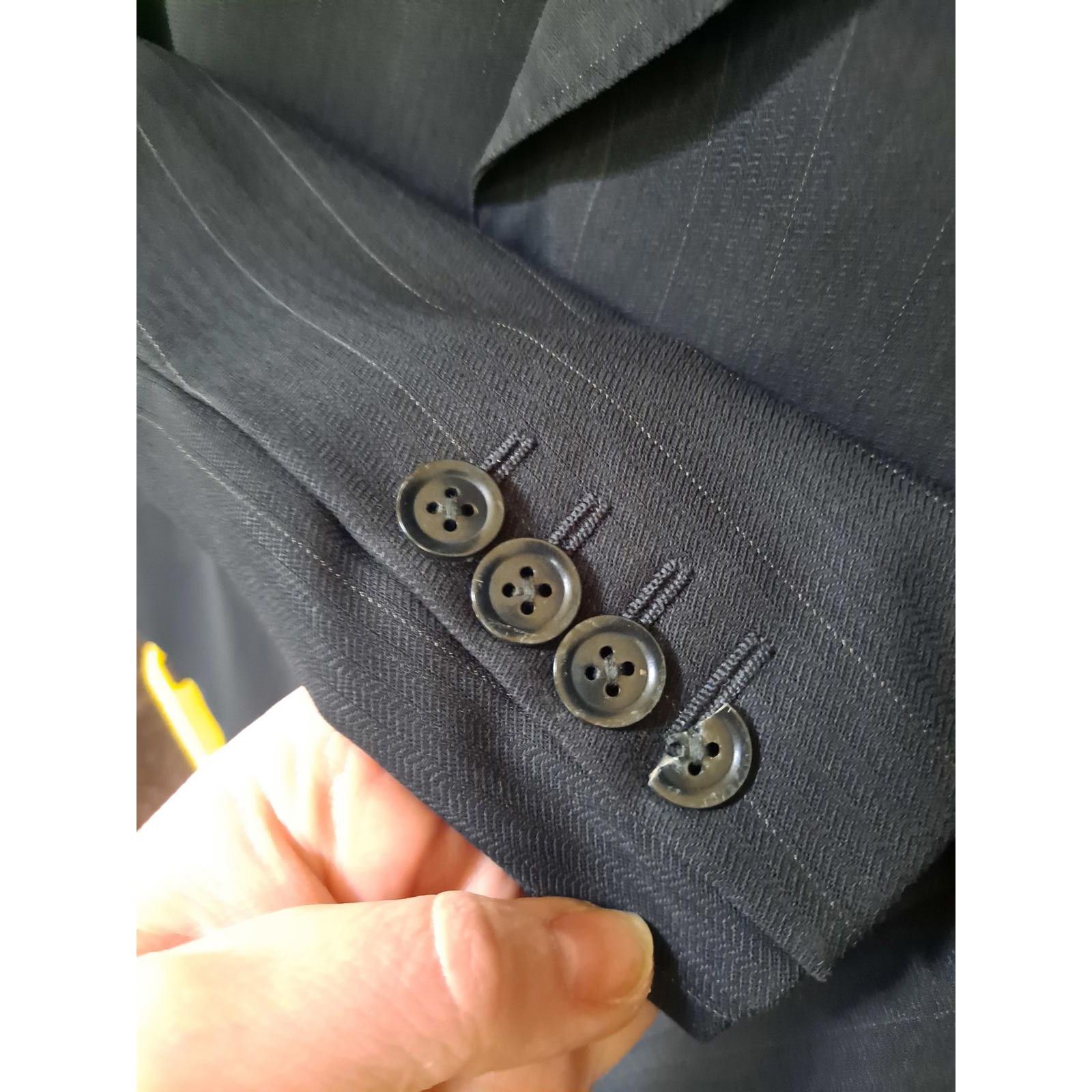 Armani Collezioni Armani Collezioni Black Pinstripe Suit Jacket Size 46L Size 46R - 8 Thumbnail