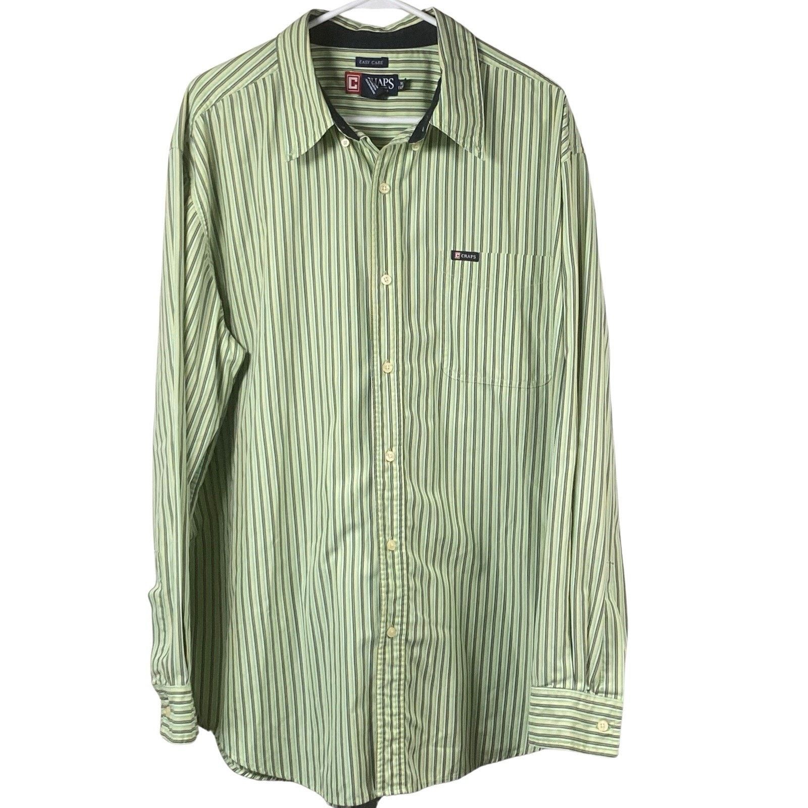 Chaps Chaps Mens XL Button Down Shirt Long Sleeve Striped Green Size US XL / EU 56 / 4 - 1 Thumbnail