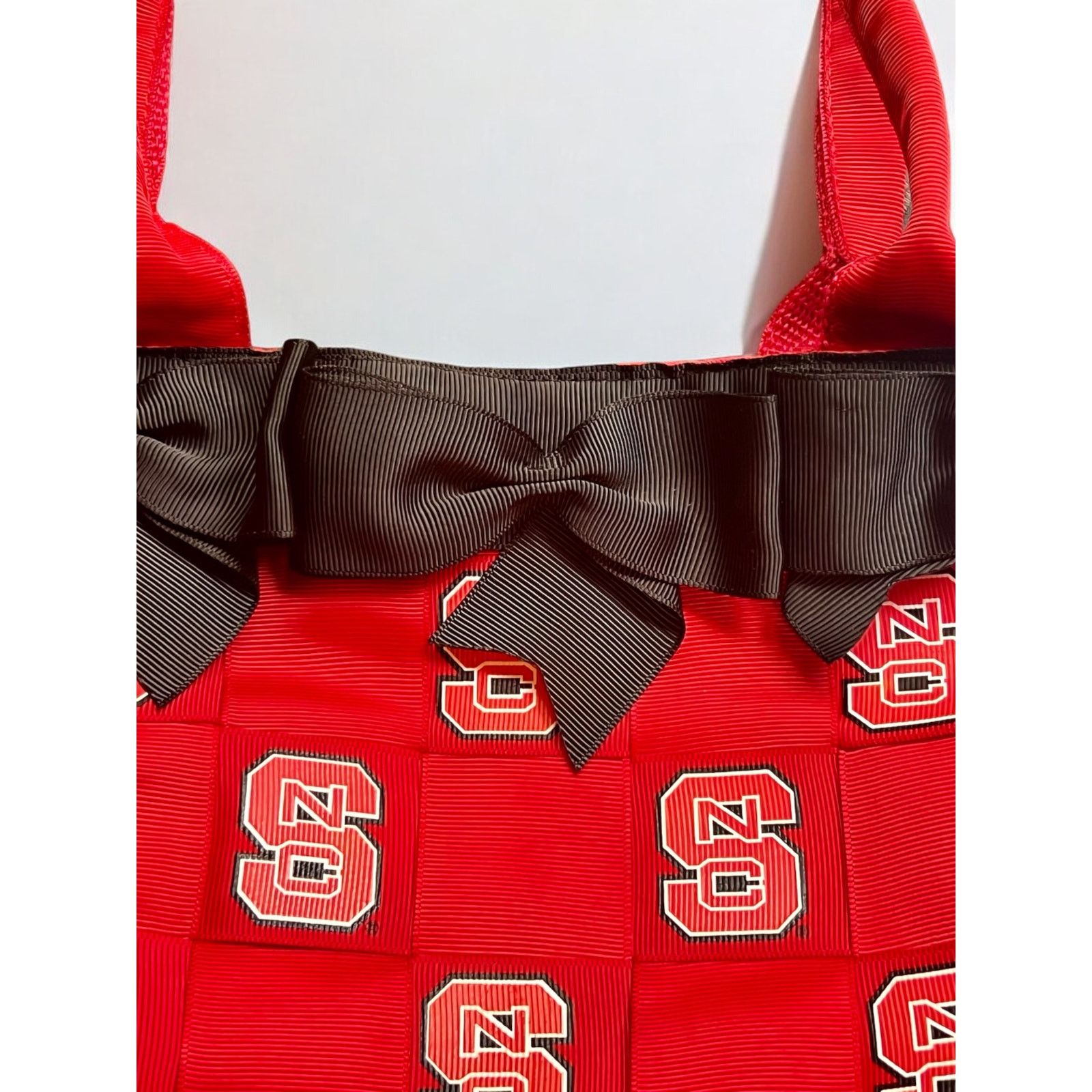 Vintage NC State Purse-Woven Ribbon Bag-North Carolina Wolfpack Tote Size ONE SIZE - 2 Thumbnail