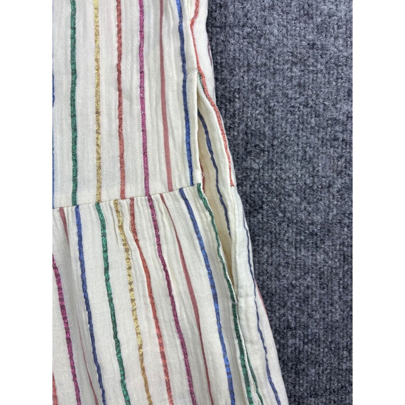 Gap GAP Shirt Womens XS White Multicolor Metallic Stripe Ruffle Sleeve Peplum Top Size XS / US 0-2 / IT 36-38 - 6 Thumbnail