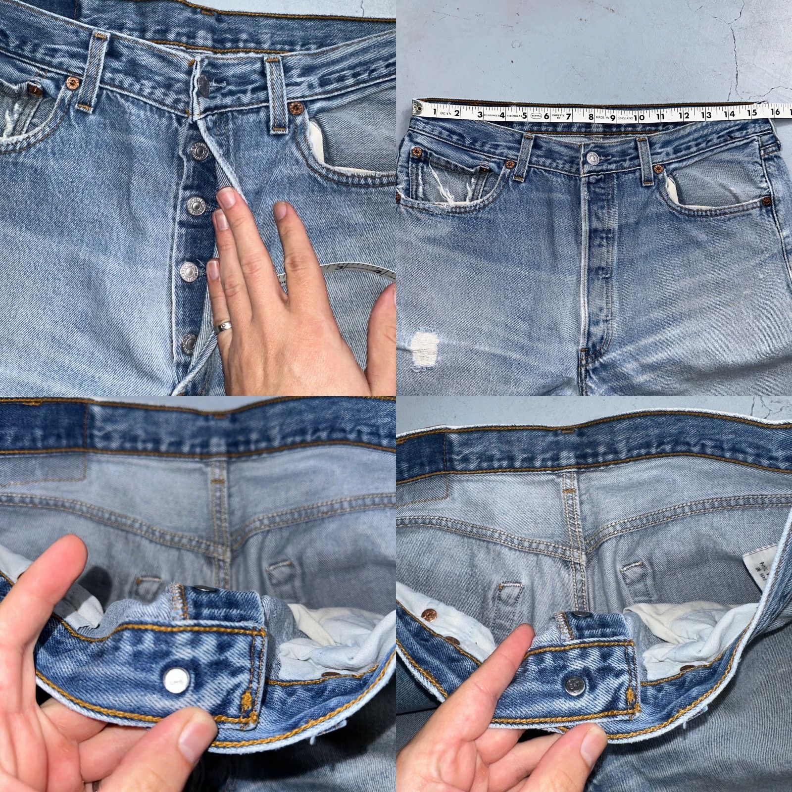 Levi's VINTAGE Levi's 501 Jeans Men's Straight Leg 34x36 Light Wash 90s Classic Denim Size US 34 / EU 50 - 8 Thumbnail