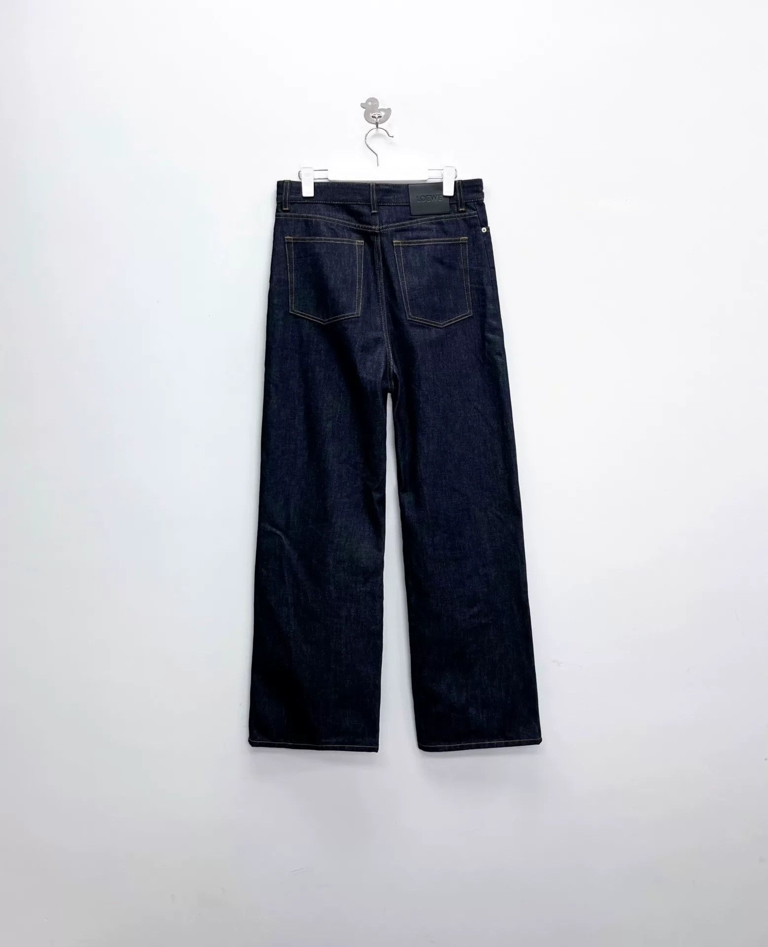 Loewe Loewe Dark Blue Oversized Flared Leather Patch Jeans Size US 30 / EU 46 - 1 Thumbnail
