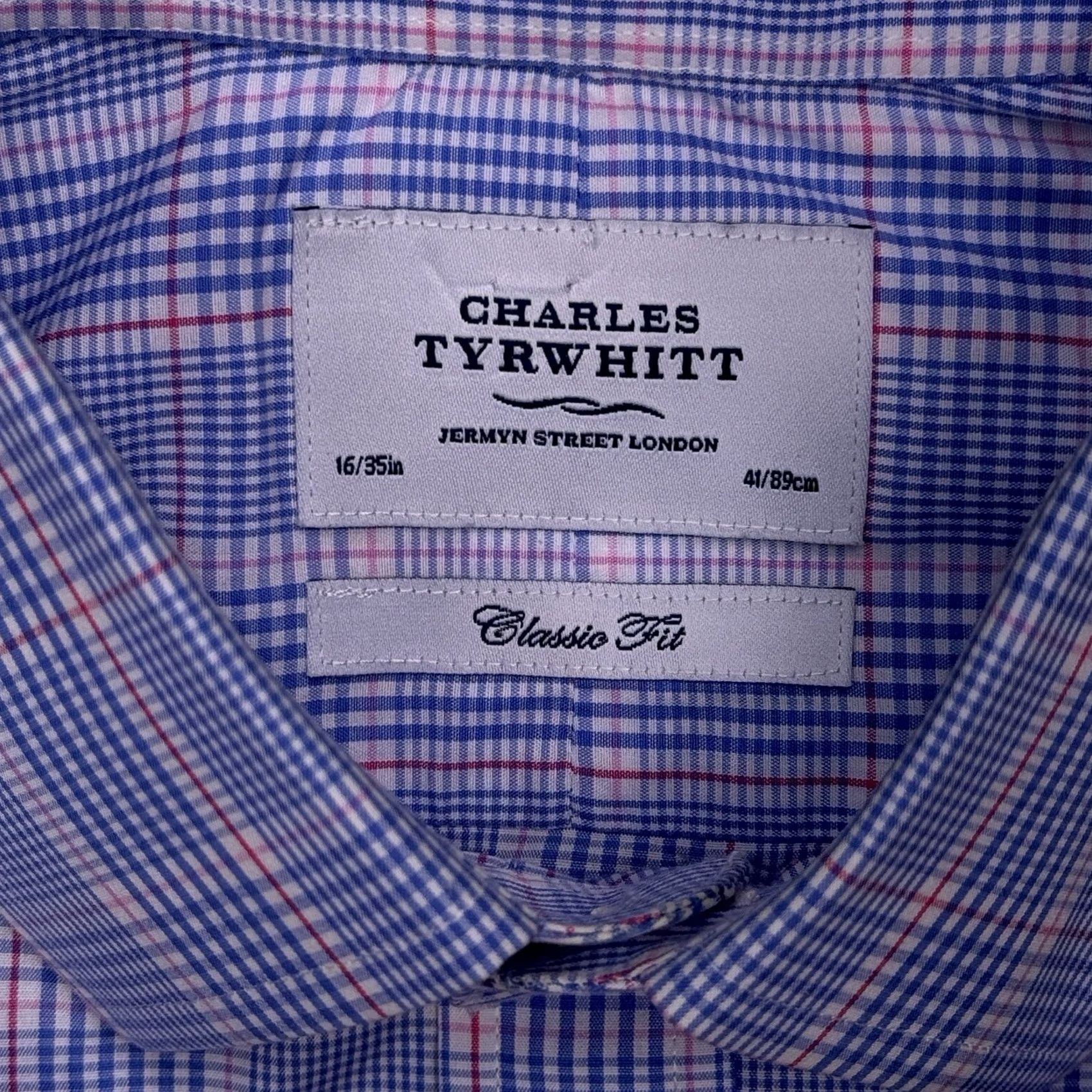 Charles Tyrwhitt Charles Tyrwhitt Dress Shirt Mens 16 Blue Plaid Classic Fit Button Up Shirt Size 42R - 6 Thumbnail