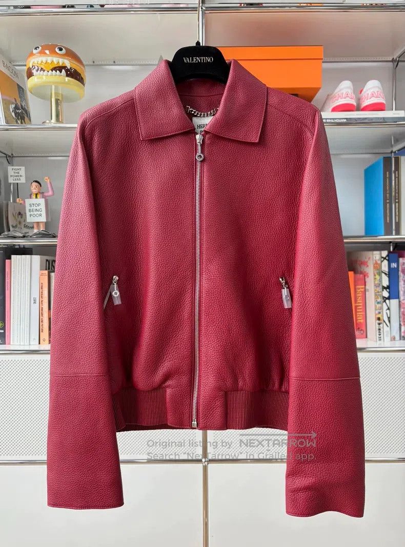 Hermes Hermes Red soft deerskin zip-up jacket Size XS / US 0-2 / IT 36-38 - 1 Thumbnail