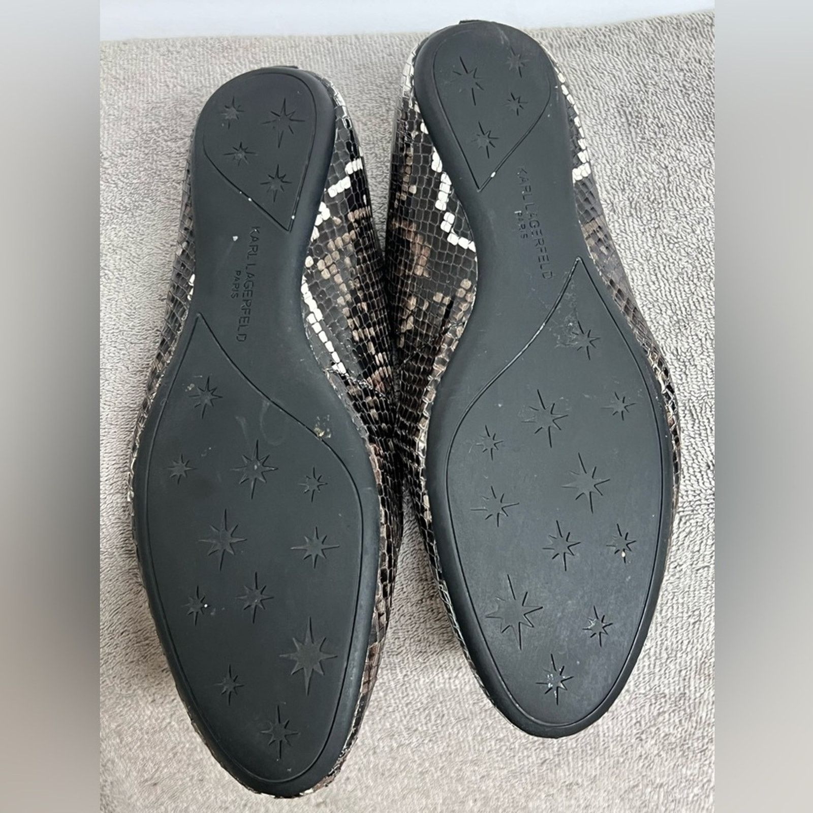 Karl Lagerfeld Karl Lagerfeld Vada Snakeskin Print Leather Ballet Flat 8.5 Size US 8.5 / IT 38.5 - 8 Thumbnail