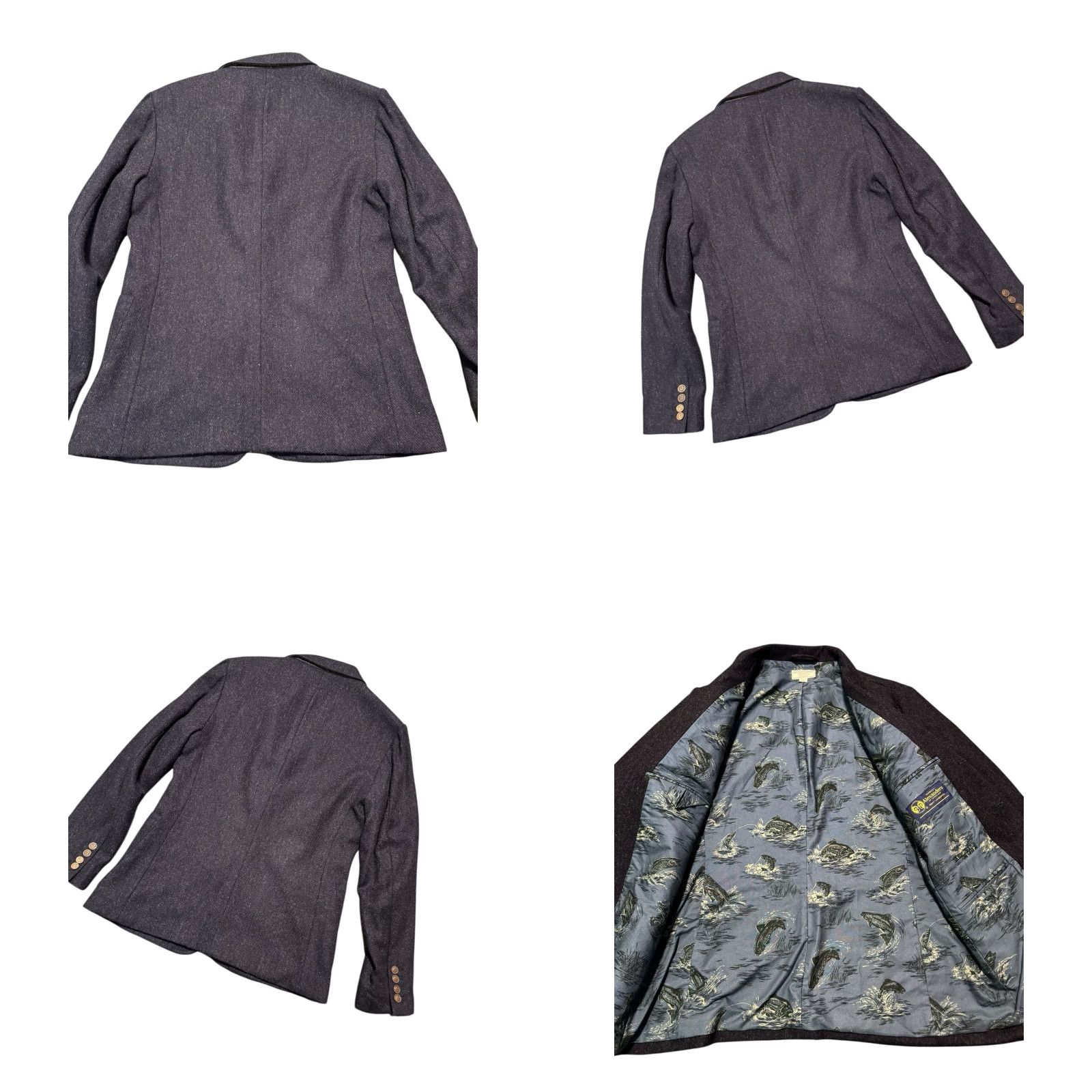 Wallace & Barnes Wallace & Barnes Knit Blazer Mens Alexander's Wool Koi Fish Dog Buttons Blue 38R Size 38R - 8 Thumbnail