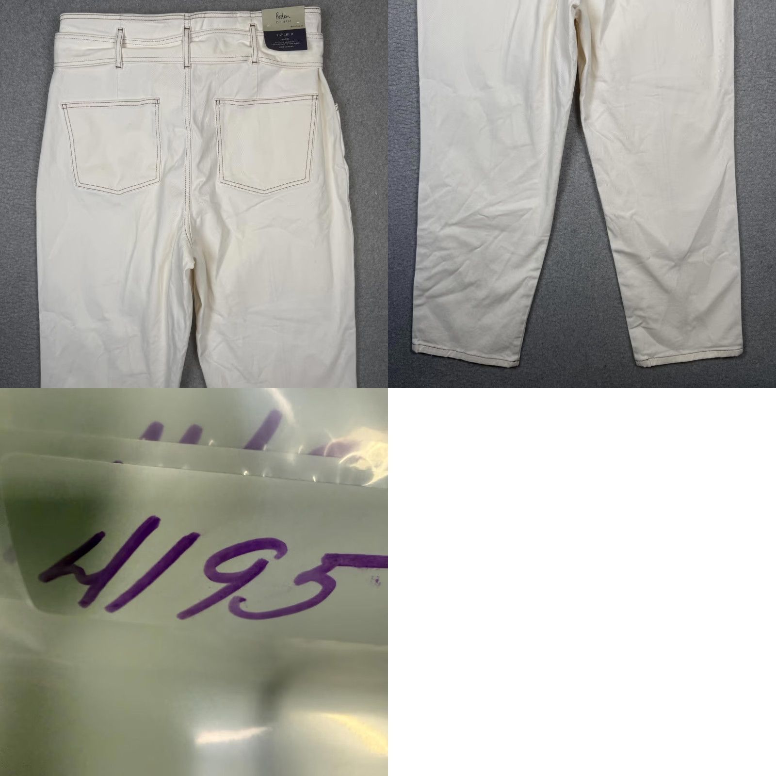 Boden Boden Women's Pants 14R White Tapered Leg Belted Trousers Button Shirt? Size 36" / US 14 / IT 50 - 9 Thumbnail