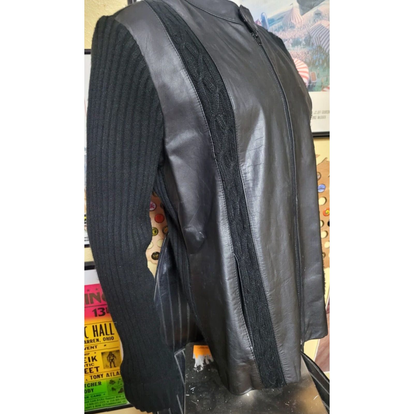 Vintage VINTAGE Grand Prix Motorcycle Jacket XL Black Napa Leather Knit Brazil 80s Full Zip Mens Rare Size US XL / EU 56 / 4 - 3 Thumbnail