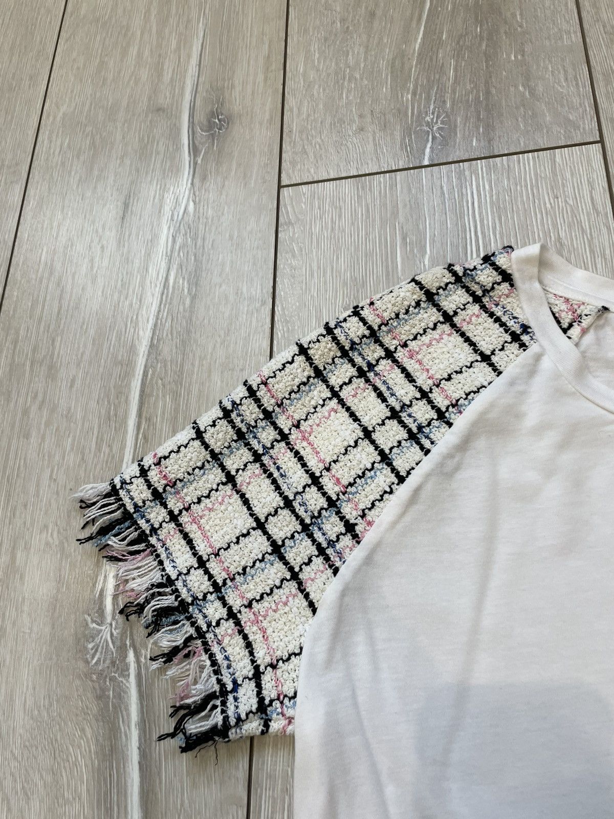 Maje Maje Paris Tweed-Sleeve Tee in Ecru MSRP$155 Parian Chic Size XS / US 0-2 / IT 36-38 - 7 Thumbnail