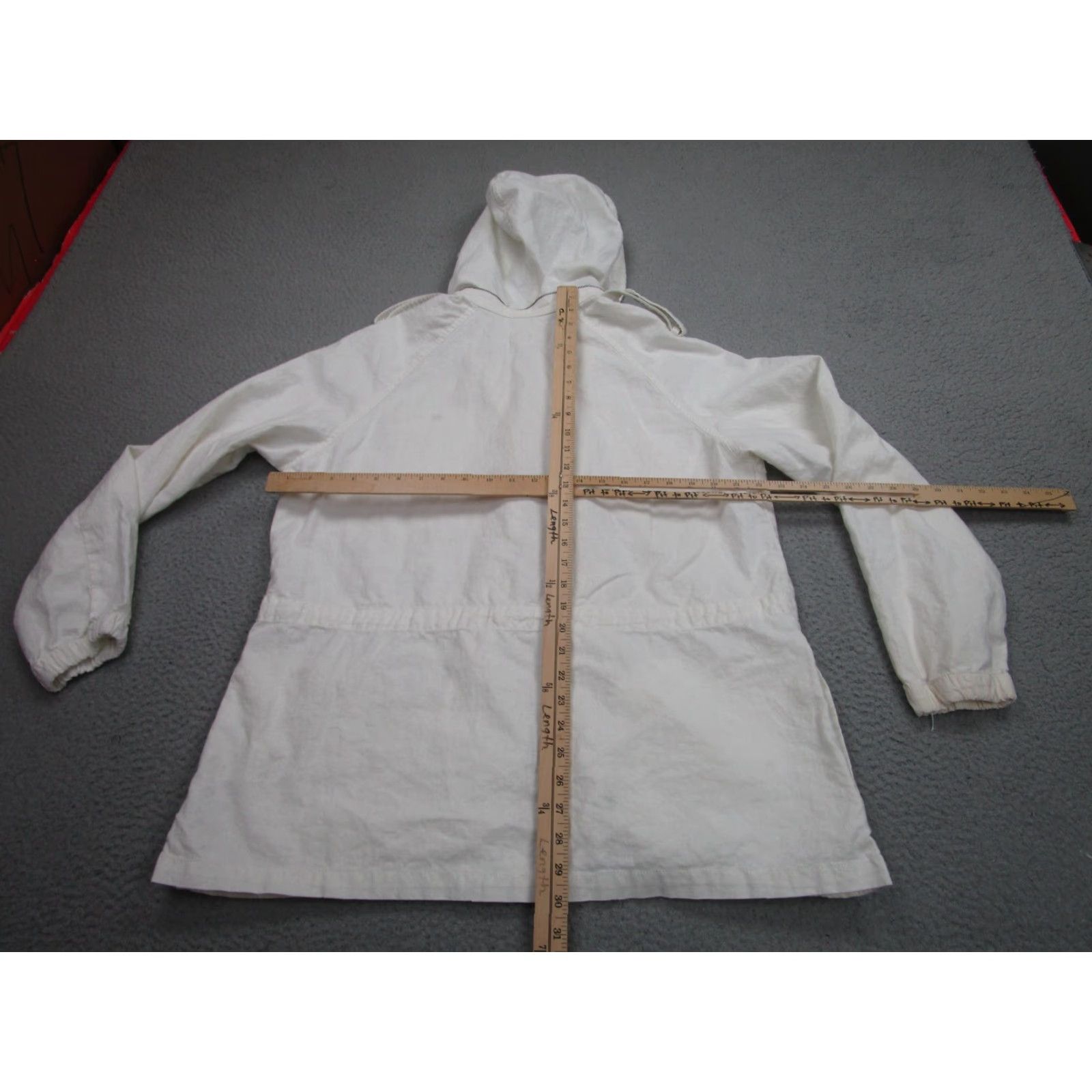 Old Navy Old Navy Jacket Womens XL White Linen Blend Hooded Anorak Zip Pockets Belted Size XL / US 12-14 / IT 48-50 - 7 Thumbnail