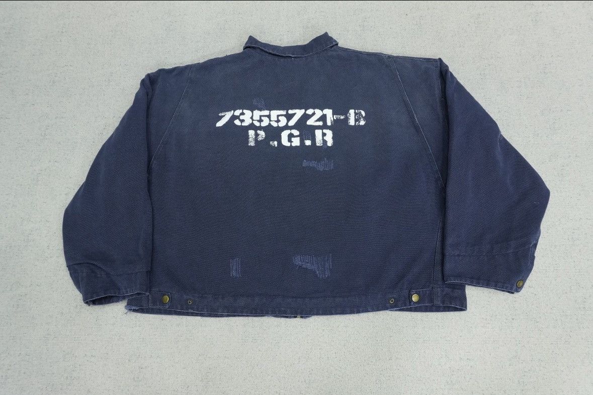 PROJECT G/R Project G/R Distressed Canvas Work Jacket Navy Blue Size US M / EU 48-50 / 2 - 2 Thumbnail