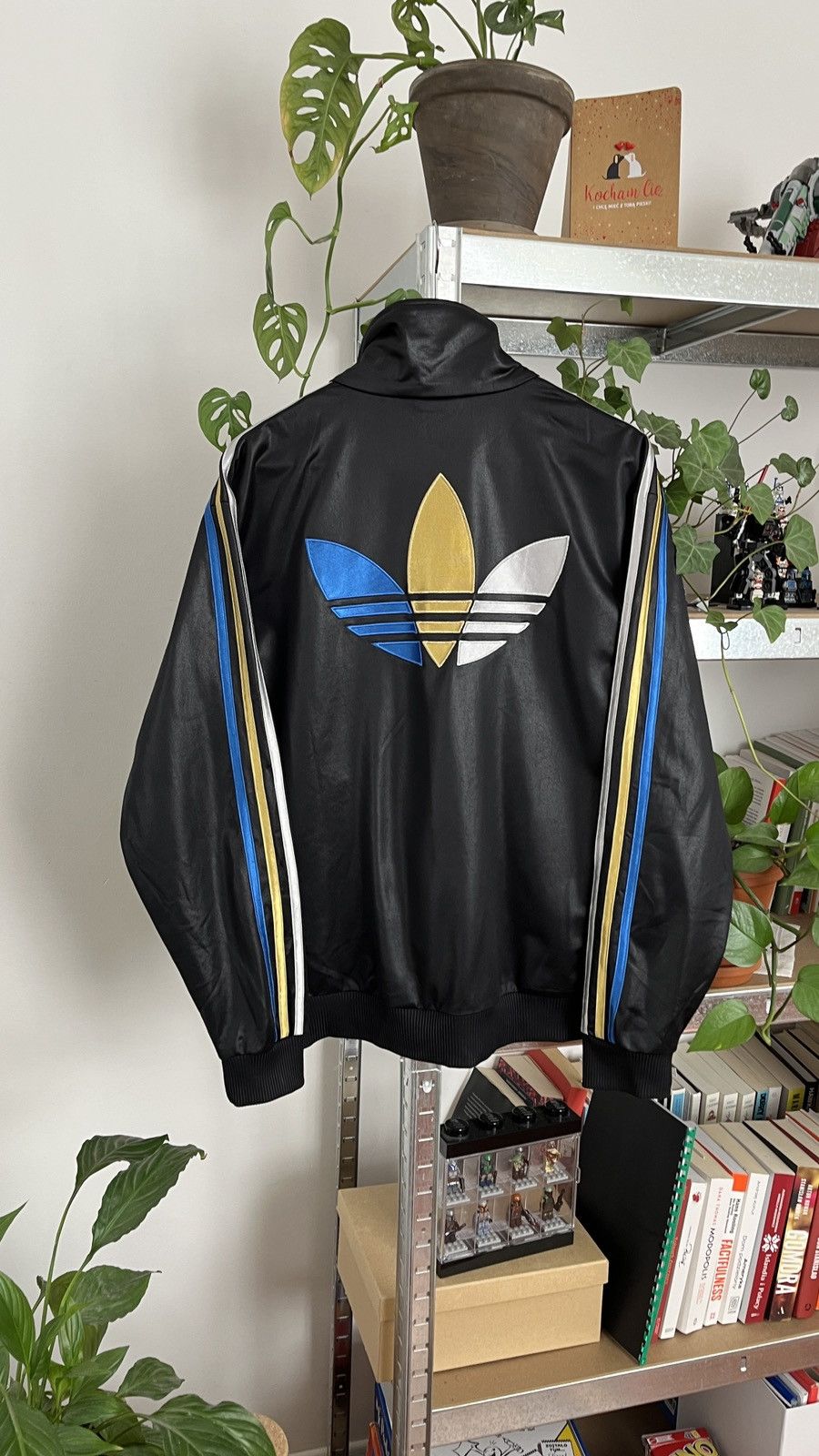 Adidas Streetwear Vintage Adidas Chile 62 Track Jacket Black Stripes Blue Gold Silver Grailed