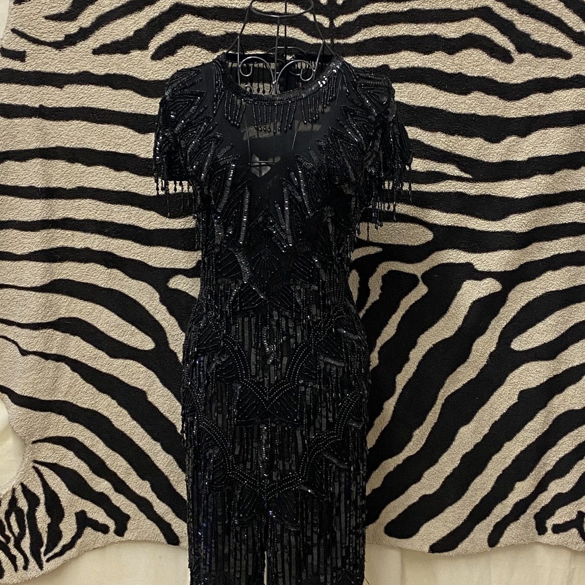 Vintage Handmade pure silk with rayon lining black burlesque dress Size S / US 4 / IT 40 - 2 Thumbnail