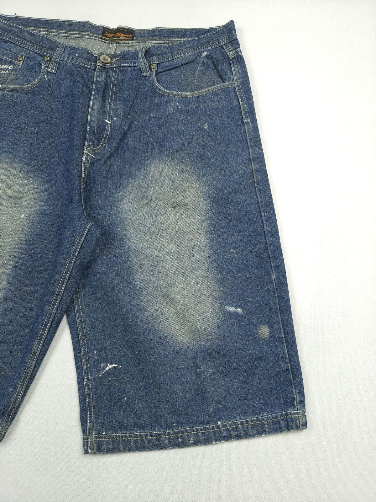 Southpole Flame Jeans Distressed AOP Biker Hip-Hop Jorts. (069) Size US 38 / EU 54 - 7 Thumbnail