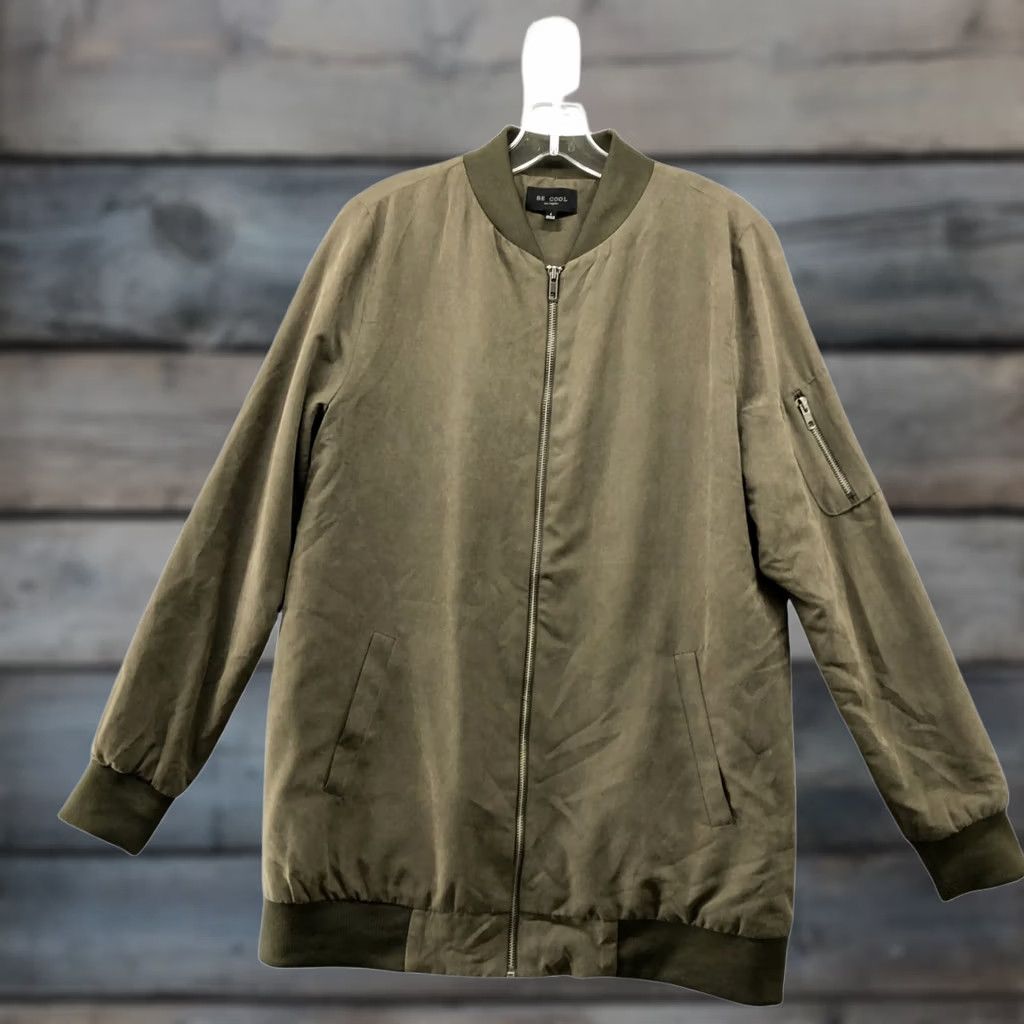 Olive Be Cool Bomber Jacket Mens L Olive Green Lightweight Faux Suede Utility Outdoor Jacket Size US L / EU 52-54 / 3 - 1 Thumbnail