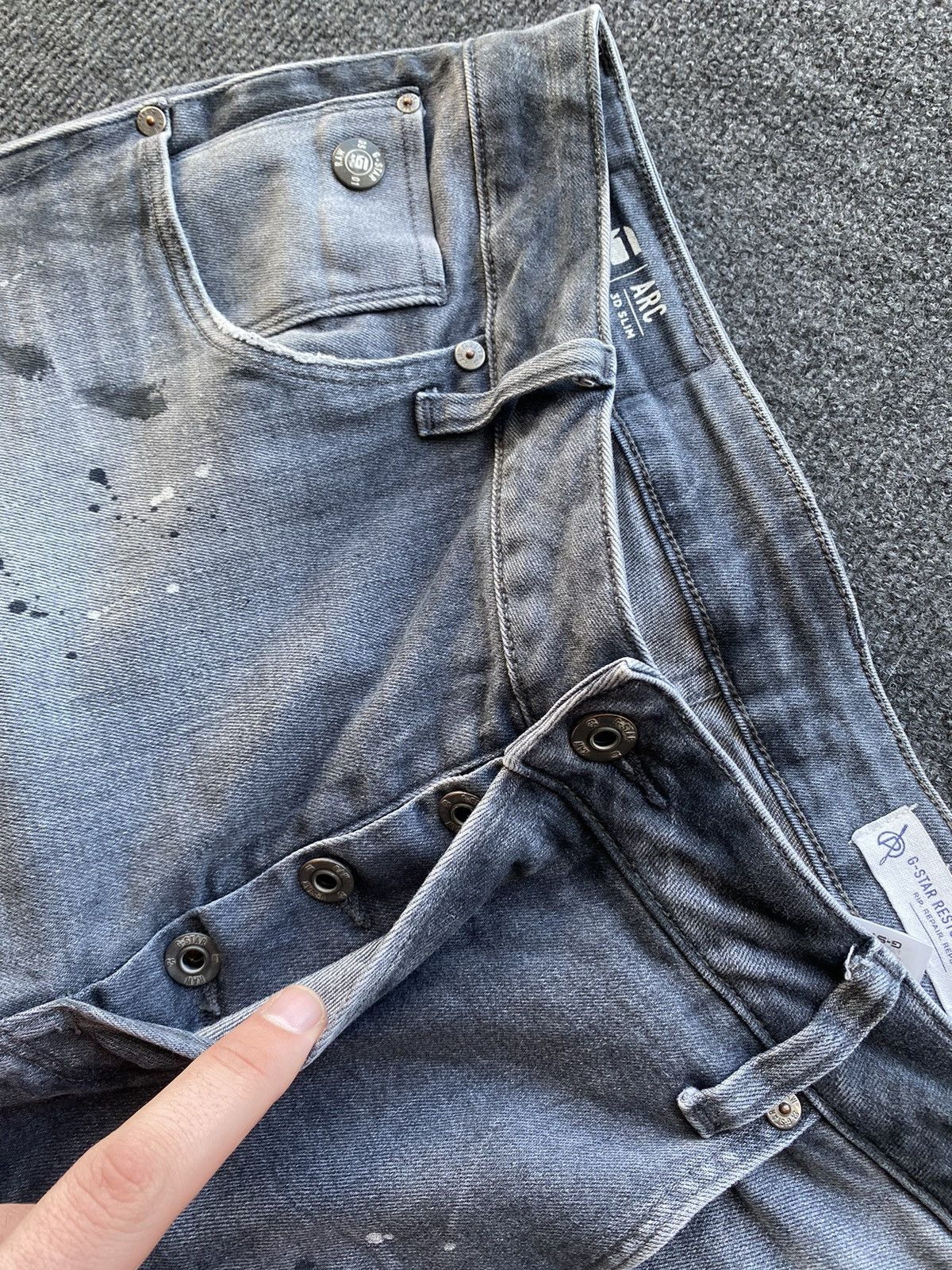 G-Star 🔥Opium Punk G Star arc 3d slim gray distressed jeans men 33 Size US 33 - 12 Thumbnail