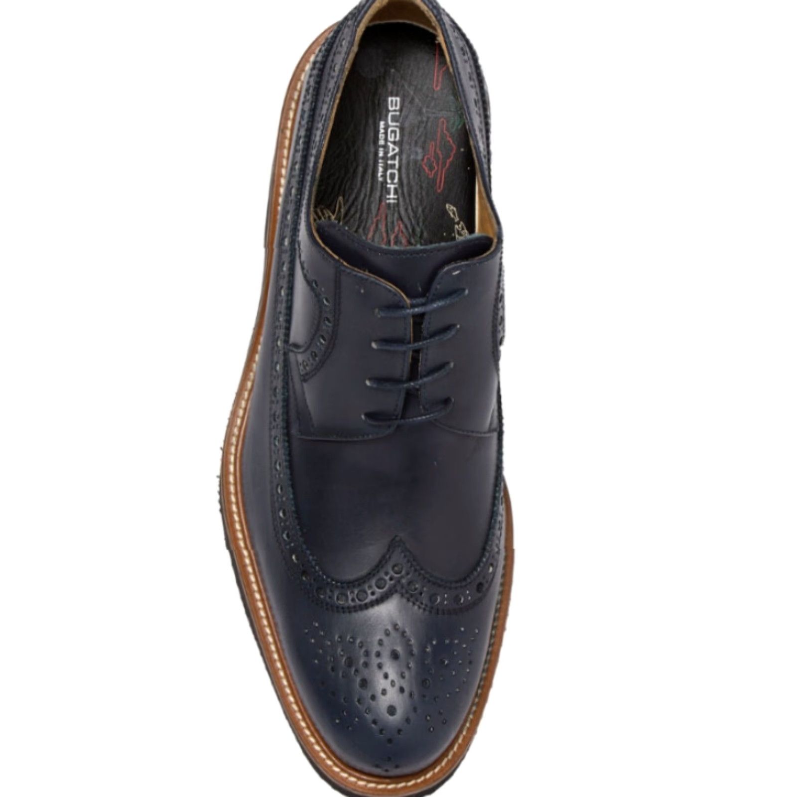 BUGATCHI BUGATCHI Wingtip Leather Derby-Style LK201-Size 8 Derby Shoe Dark Navy Men Leather Wingtip Dress Shoes Mens 8 Size US 8 / EU 41 - 4 Thumbnail