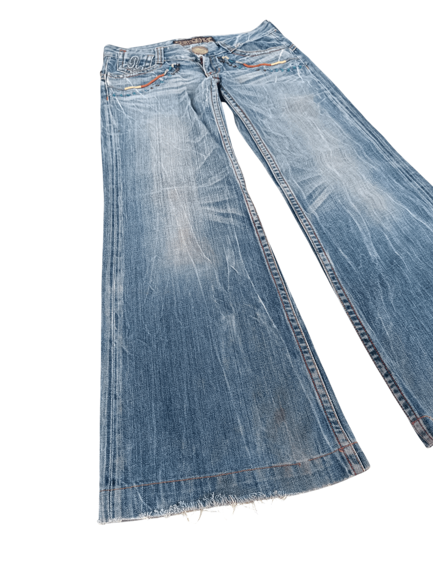 Other 🇯🇵 RIOBERIO SUPER FLARED EMBROIDERED DENIM PANTS Size US 30 / EU 46 - 6 Thumbnail