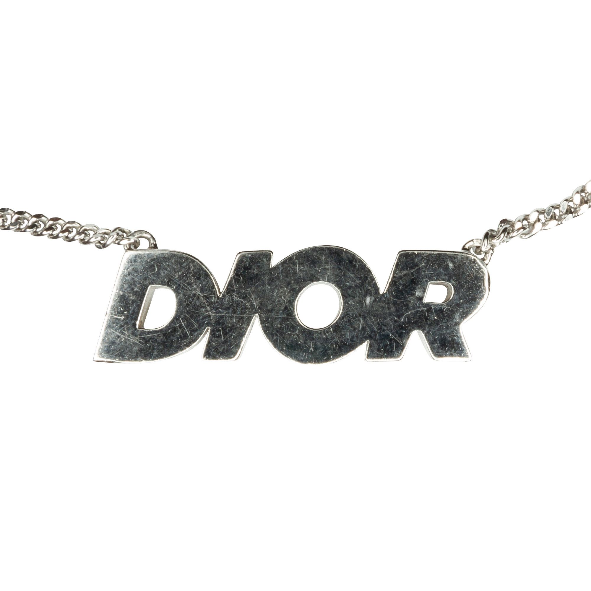 image of Dior Homme Logo Pendant Necklace in Silver, Women's