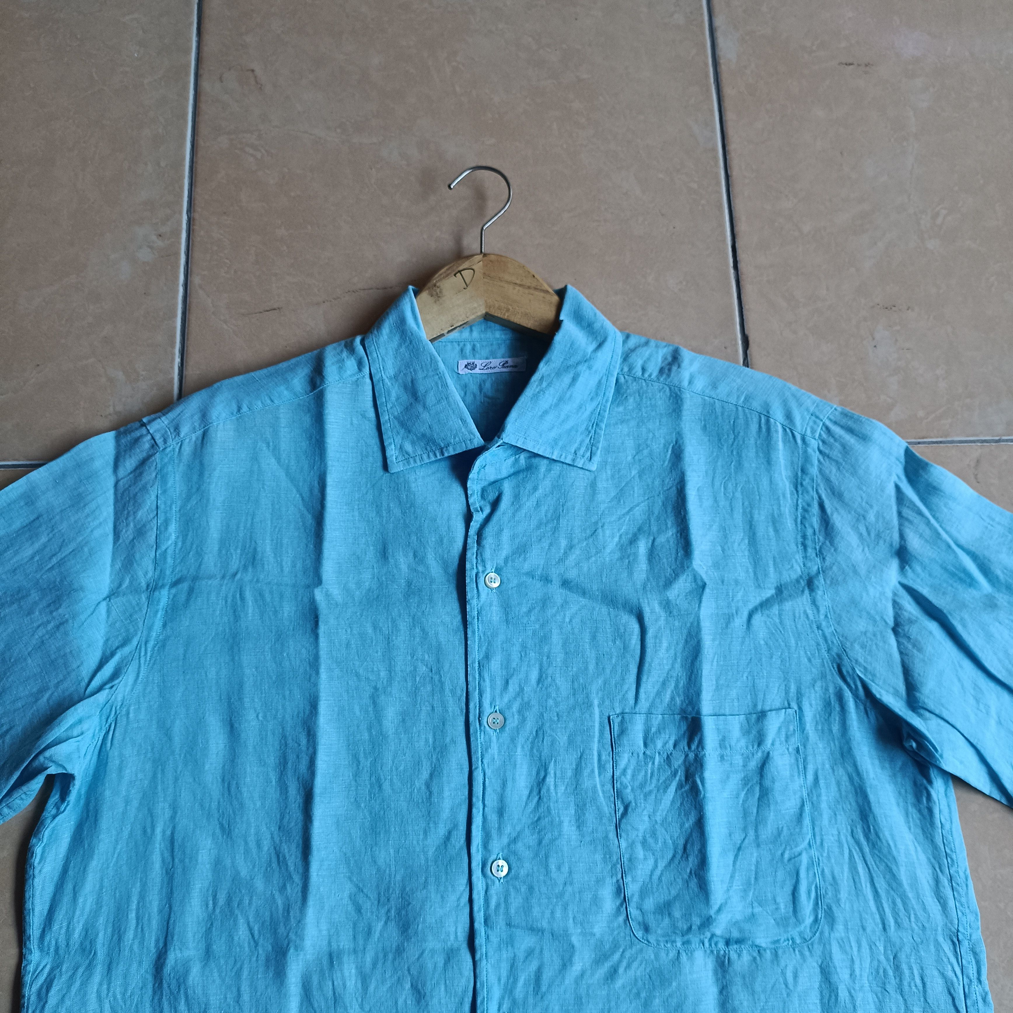 Loro Piana Loro Piana Lino Flax Ocean Blue Shirt Size US L / EU 52-54 / 3 - 2 Thumbnail