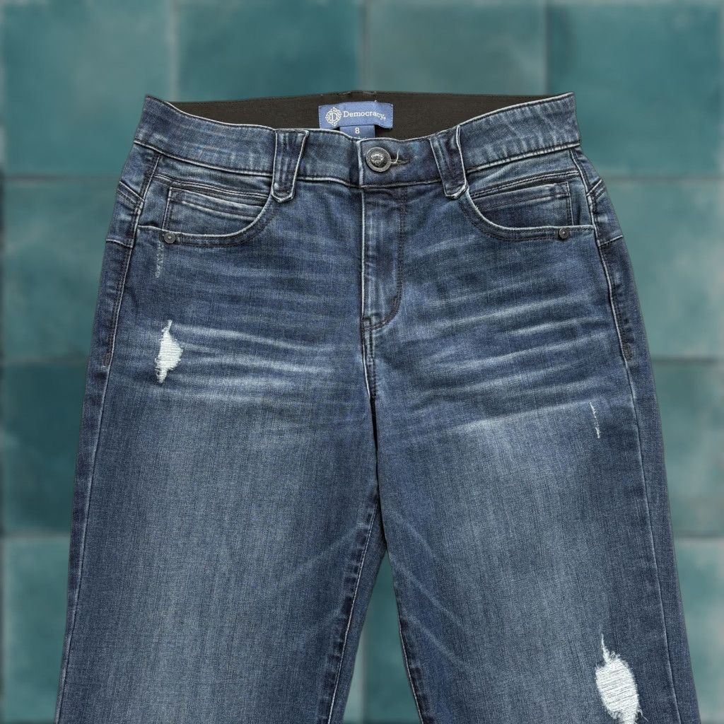 Vintage Democracy Ab Solution Jeans Womens 8 Blue Mid Rise Straight Stretch Denim Pants Size 30" / US 8 / IT 44 - 1 Thumbnail